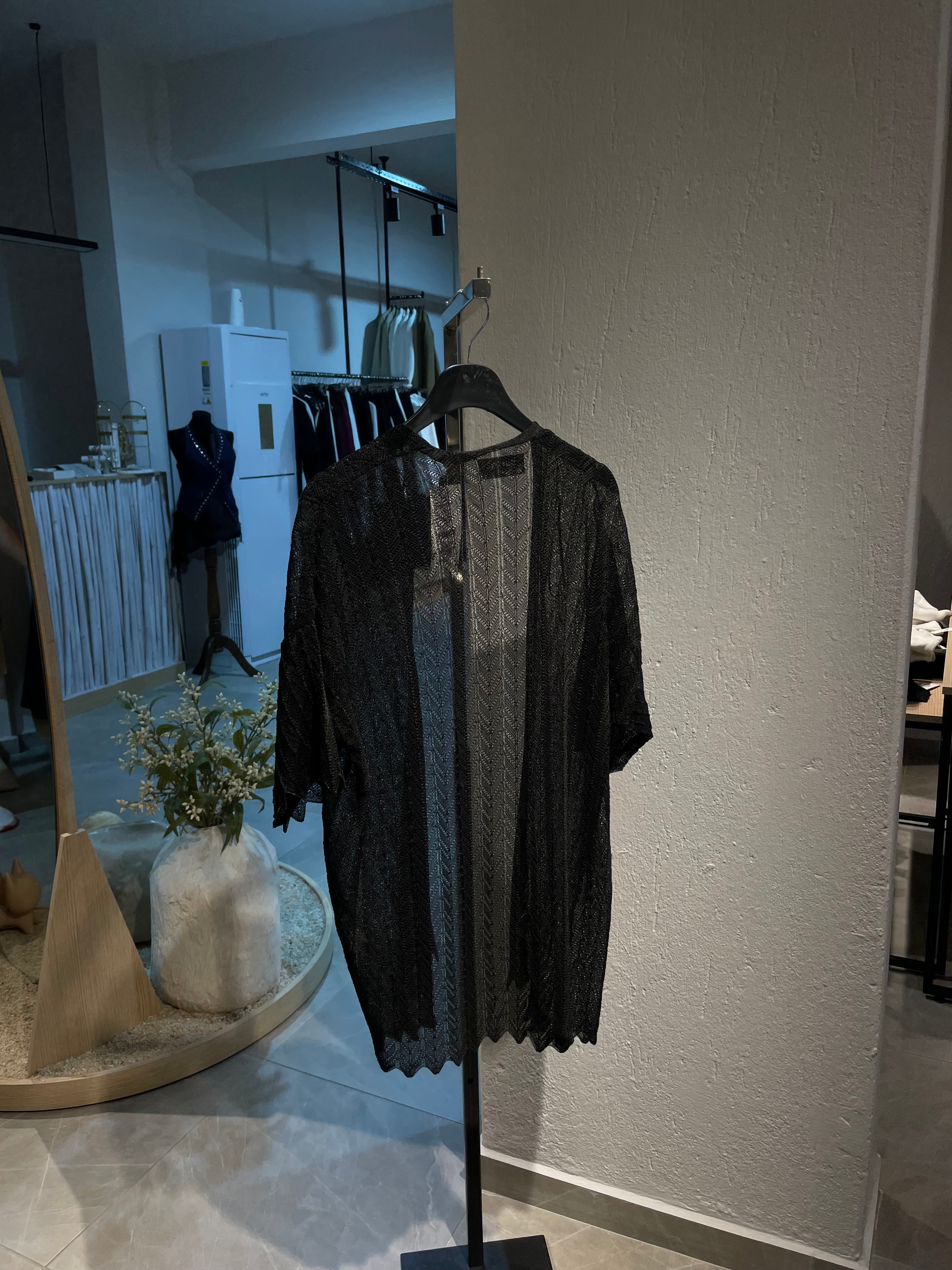 Düz Ajurlu Kısa Kollu Hırka