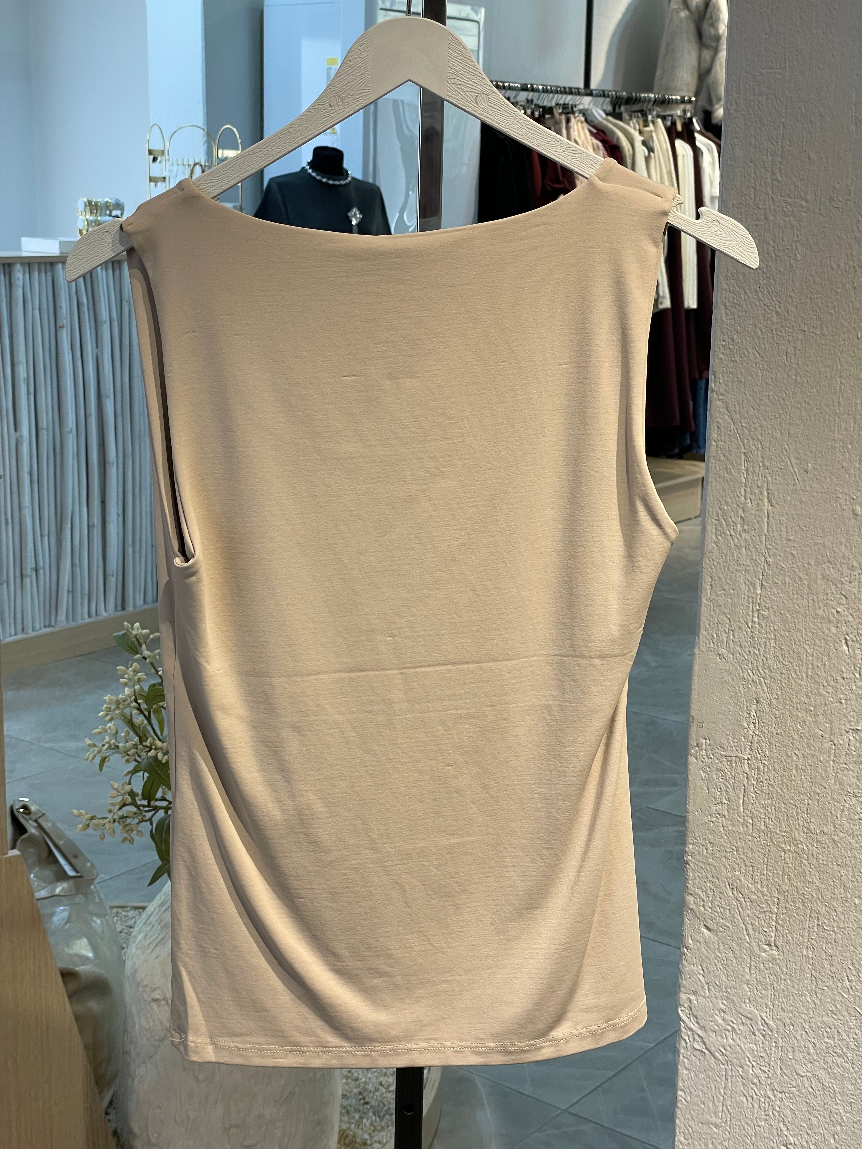 Dlvn Taş Rengi Kalın Askılı Poliamid Atlet