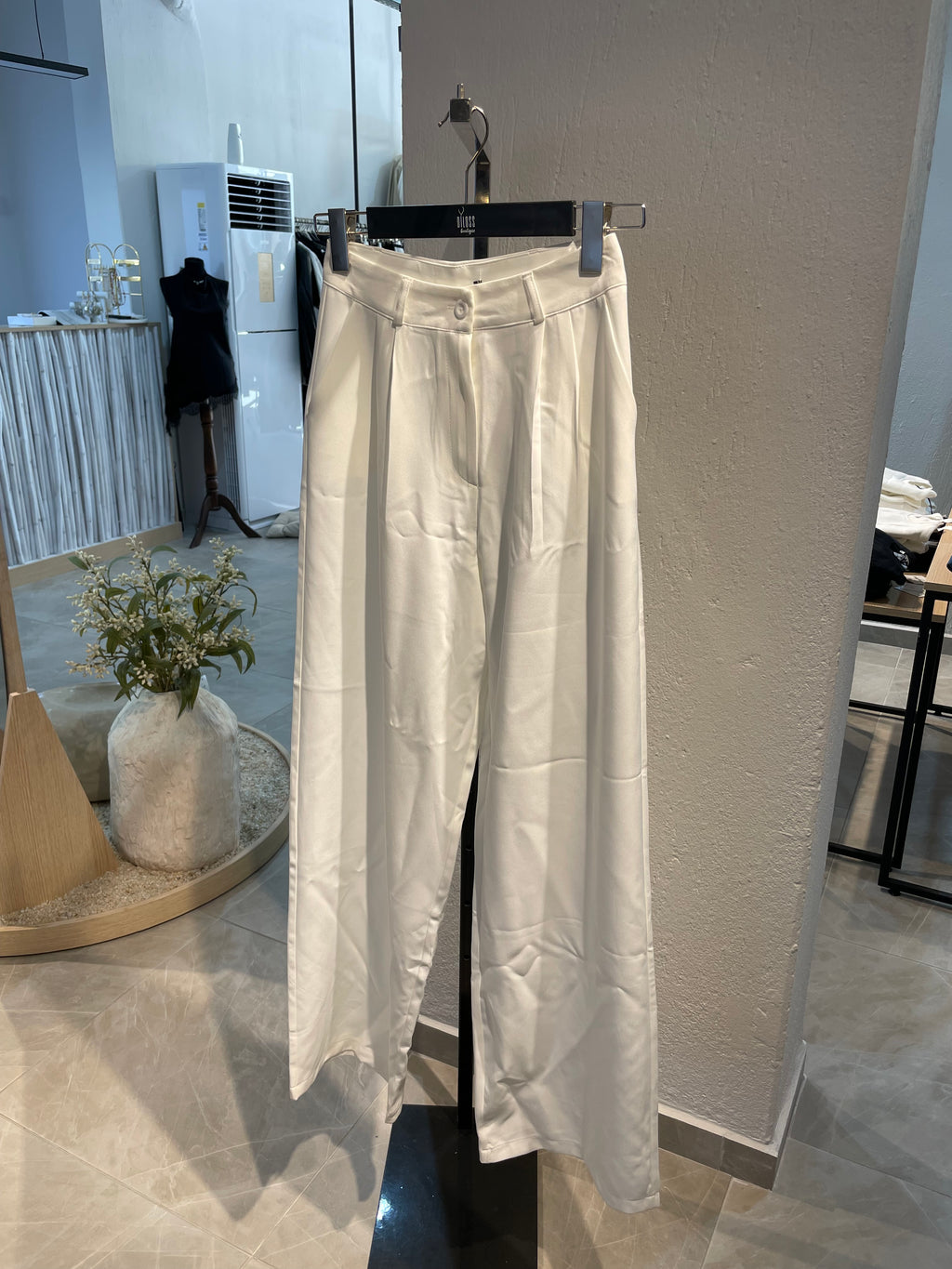Beyaz ipek krep Pantolon