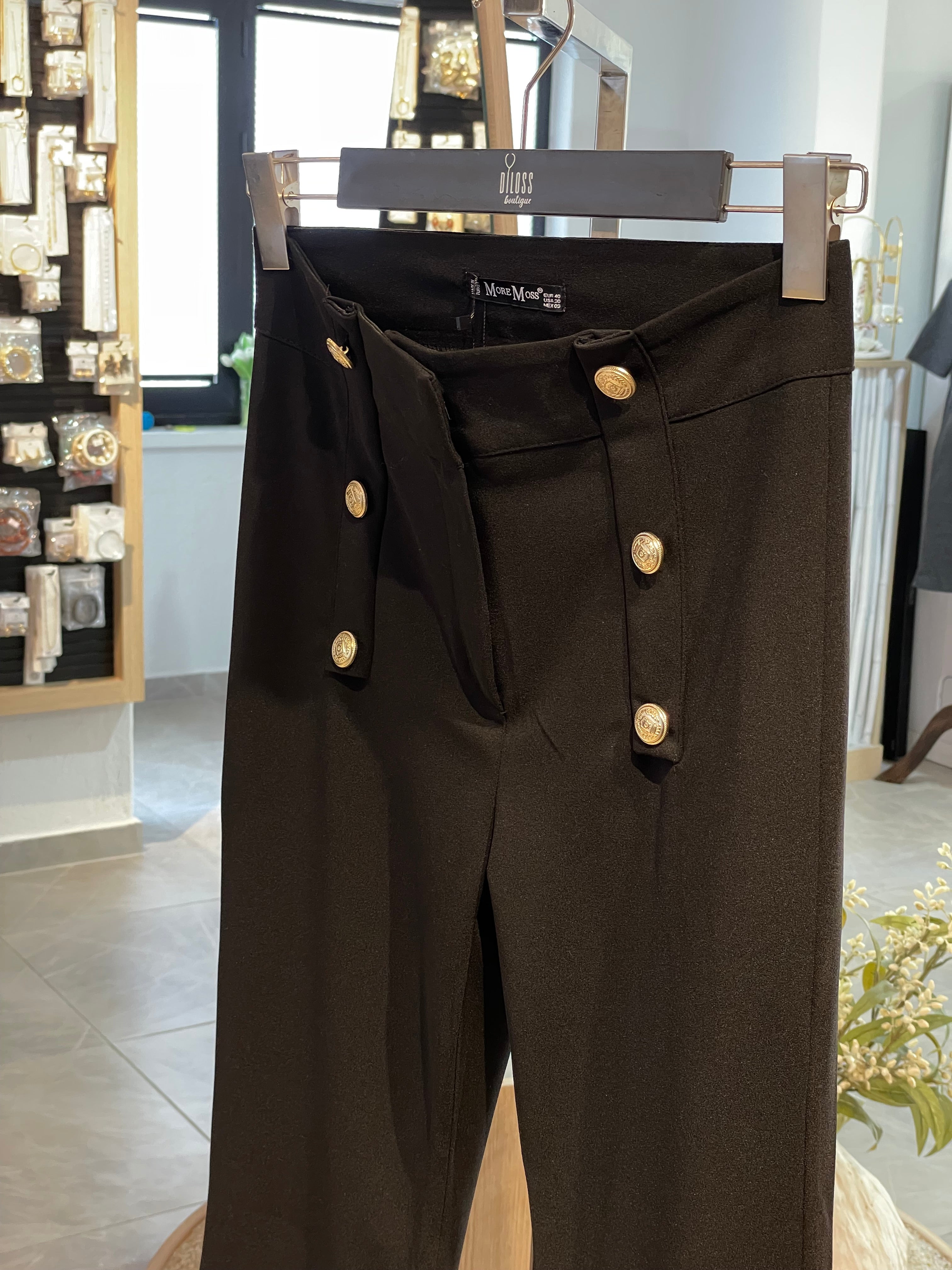 Düğme Detaylı İspanyol Paça Pantolon