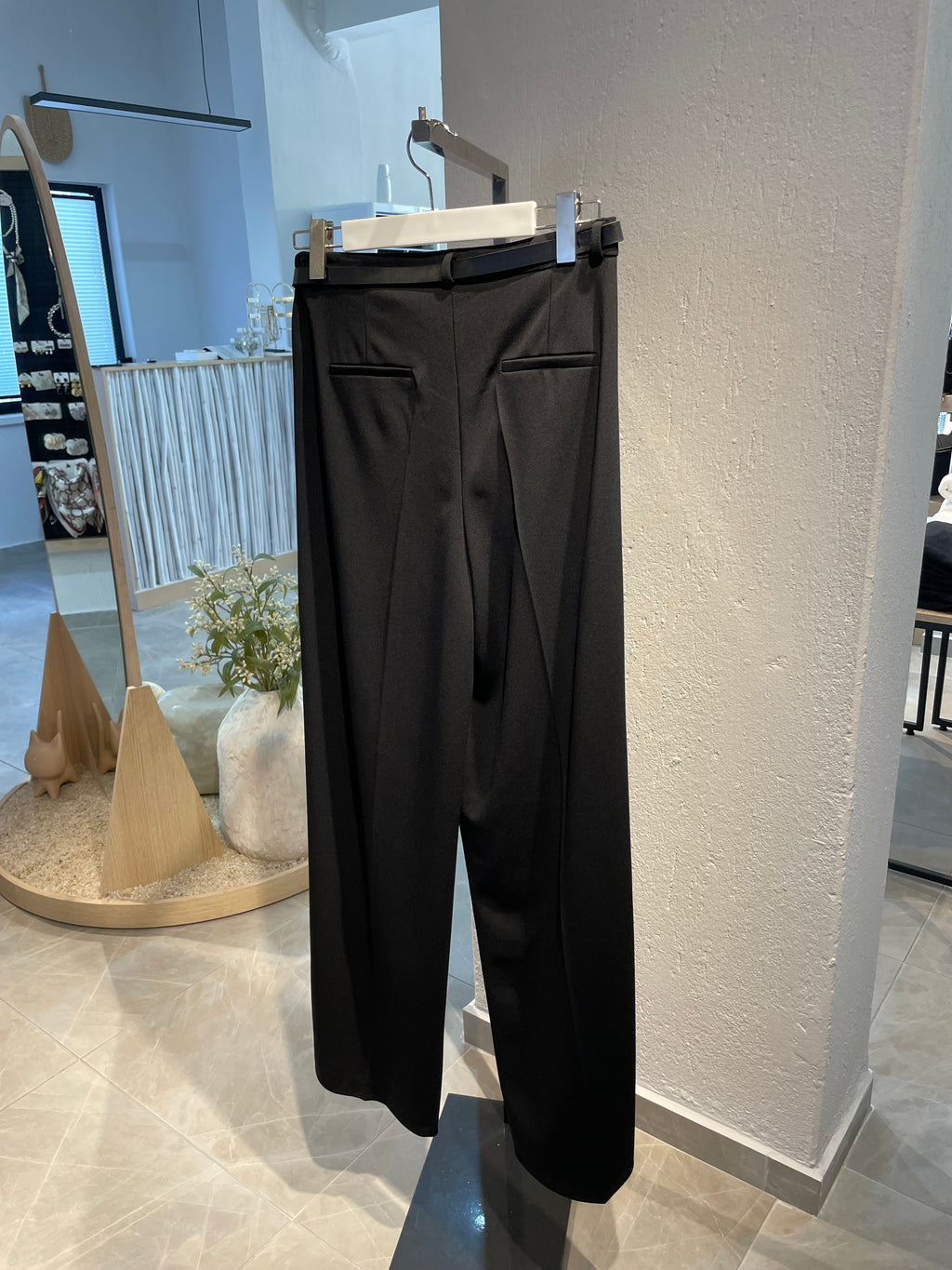 Gold Detay Kemerli Siyah Palazzo