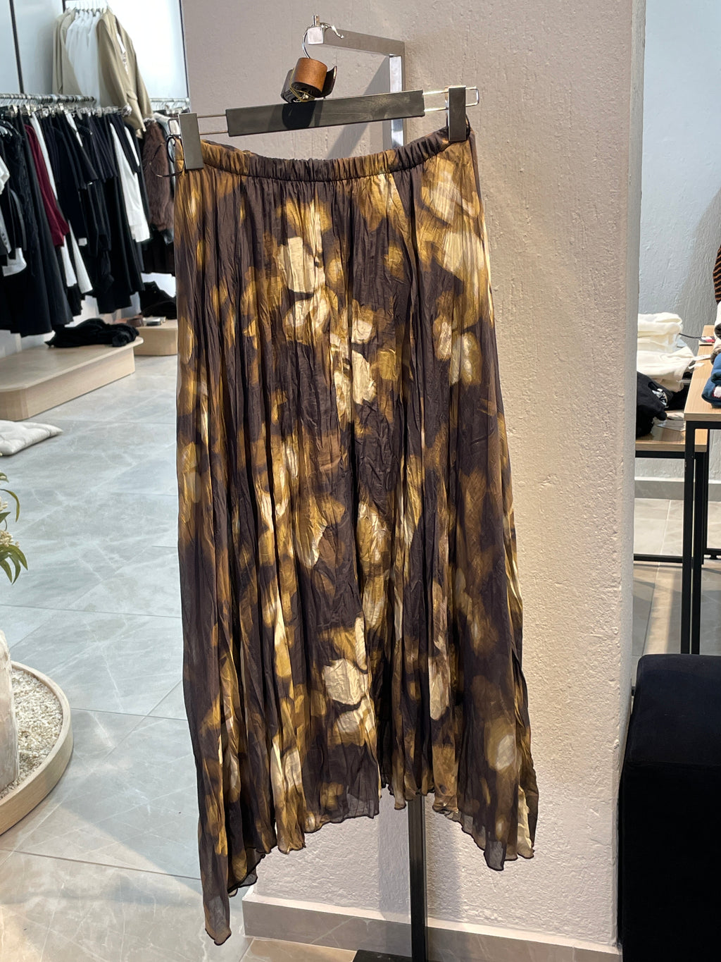 Kahverengi Karışık Desen Etek