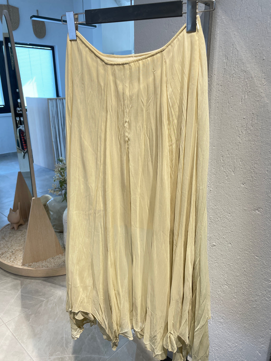 Vanilya Sarısı Simetrik Uzun Etek