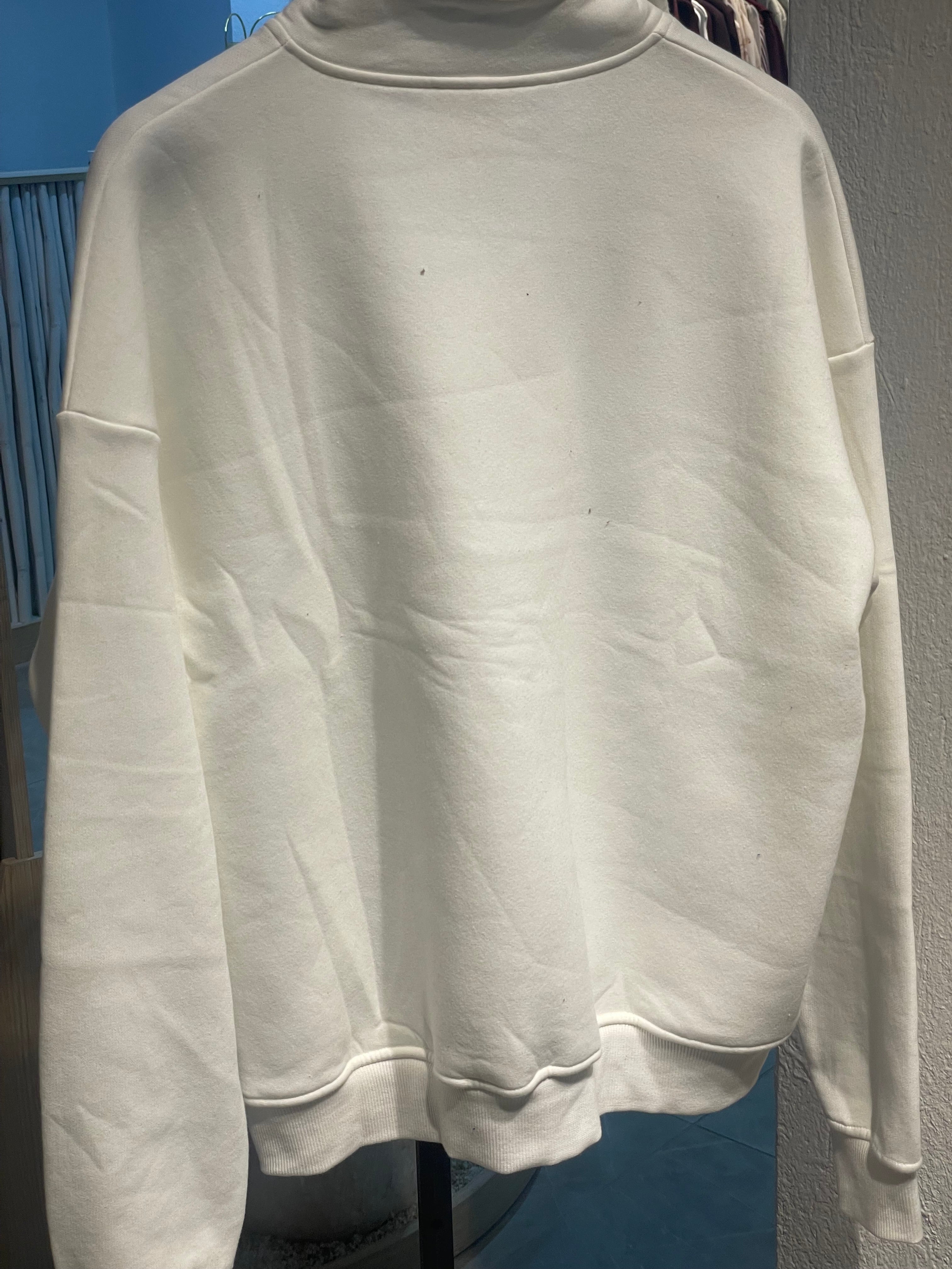 Fermuarlı Yazılı Şardonlu Sweat Kazak