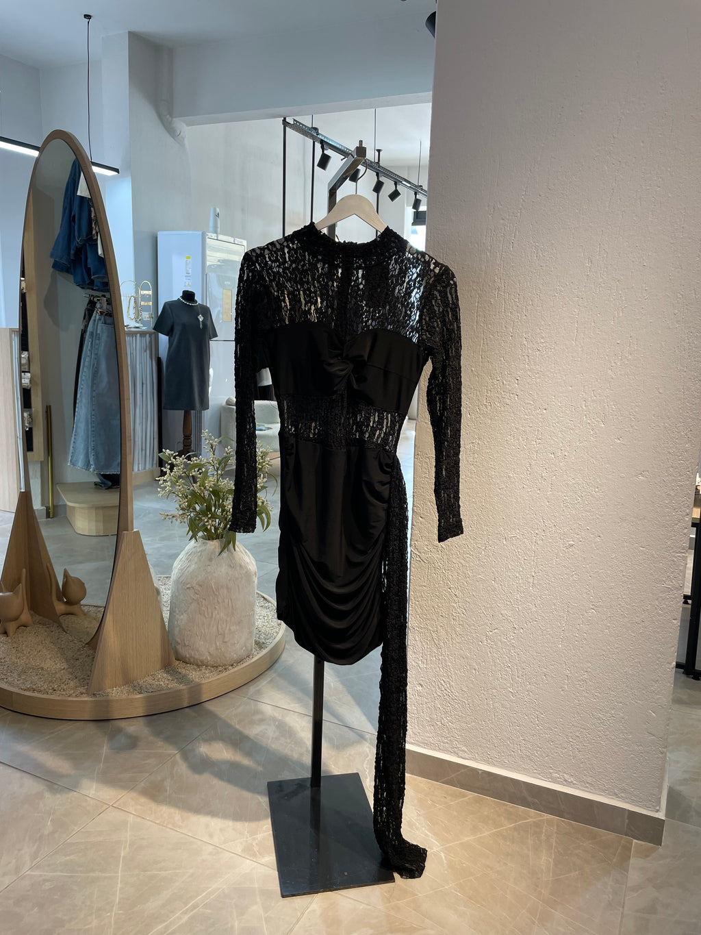 Dantel Drapeli Elbise