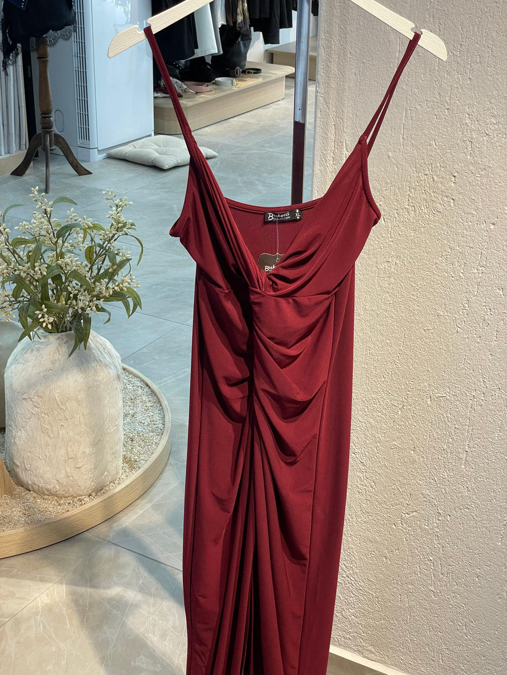 Önden Bağlamalı Uzun Davet Elbisesi