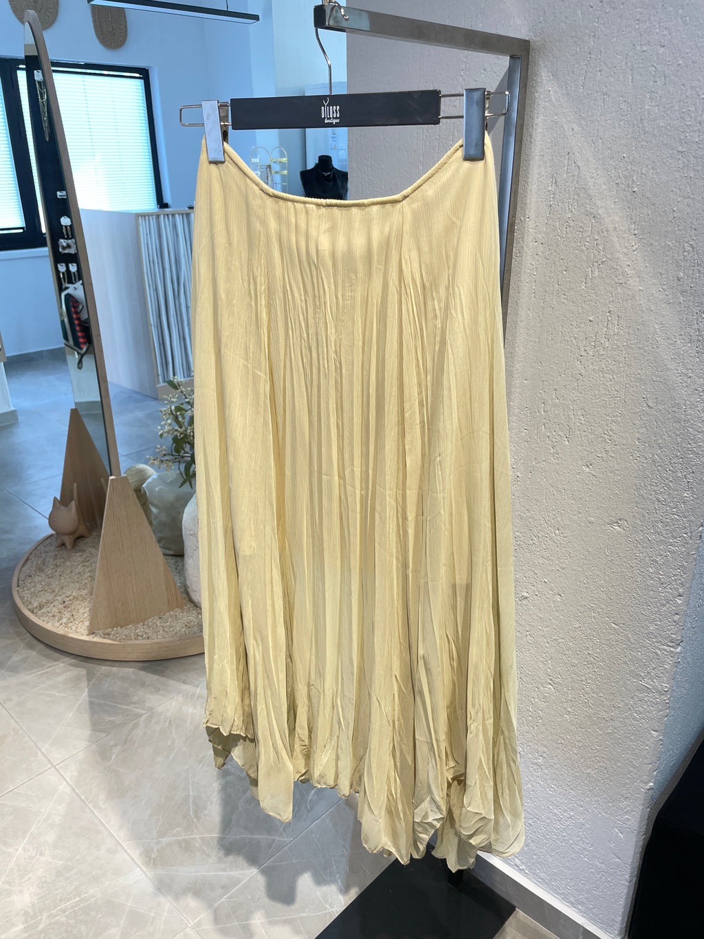 Vanilya Sarısı Simetrik Uzun Etek