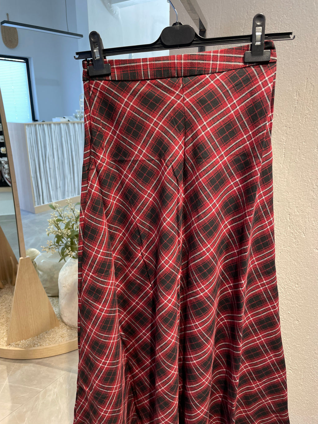 Ekoseli Vintage Esintili Uzun Etek