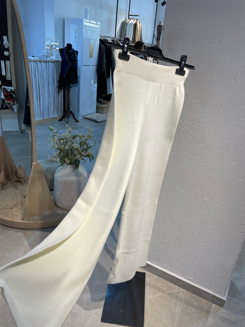 Krem Örme Kumaş Bol Kesim Alt