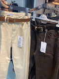 RMS Düz Paça Süet Kemerli Pantolon