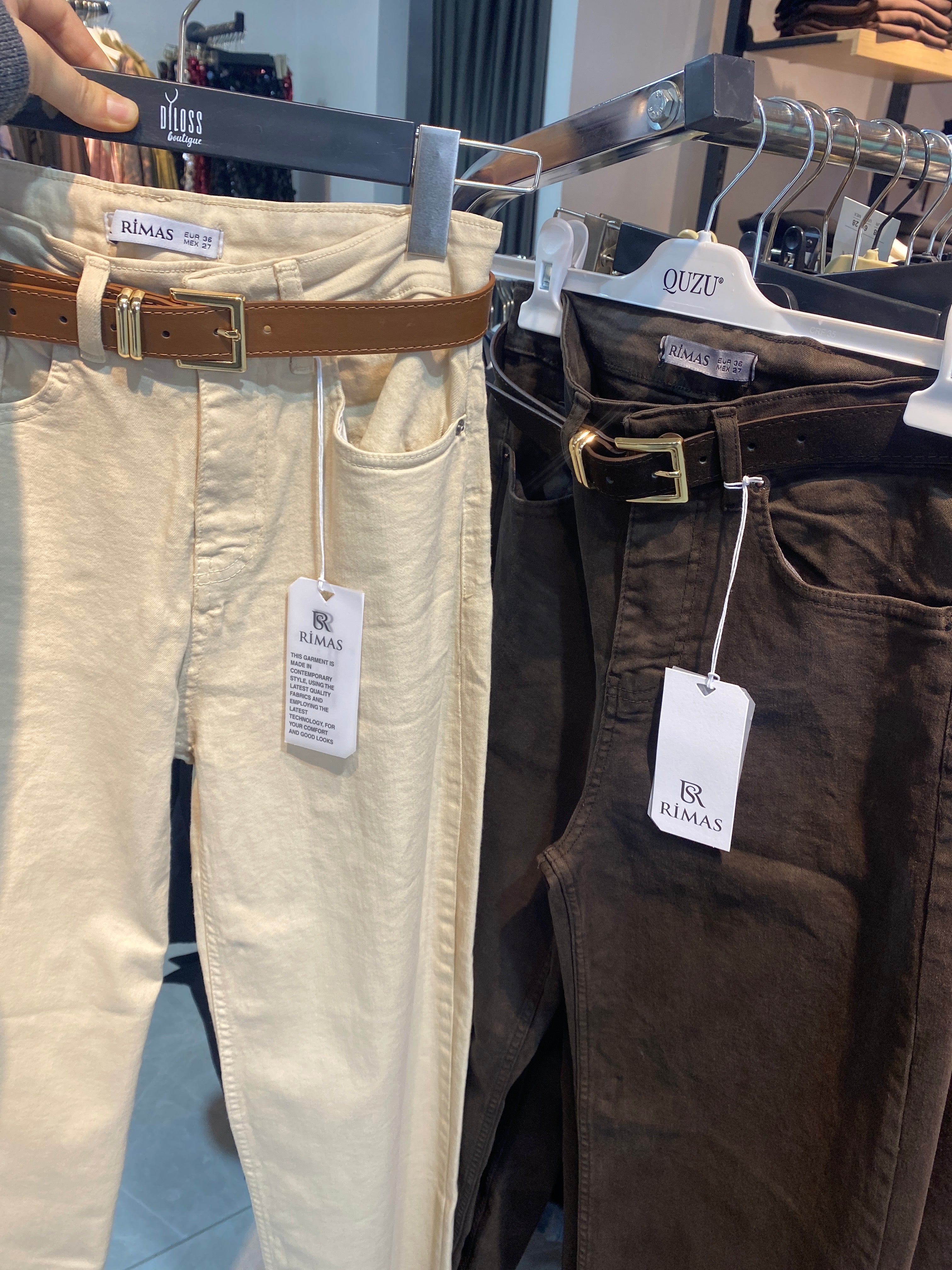 RMS Düz Paça Süet Kemerli Pantolon