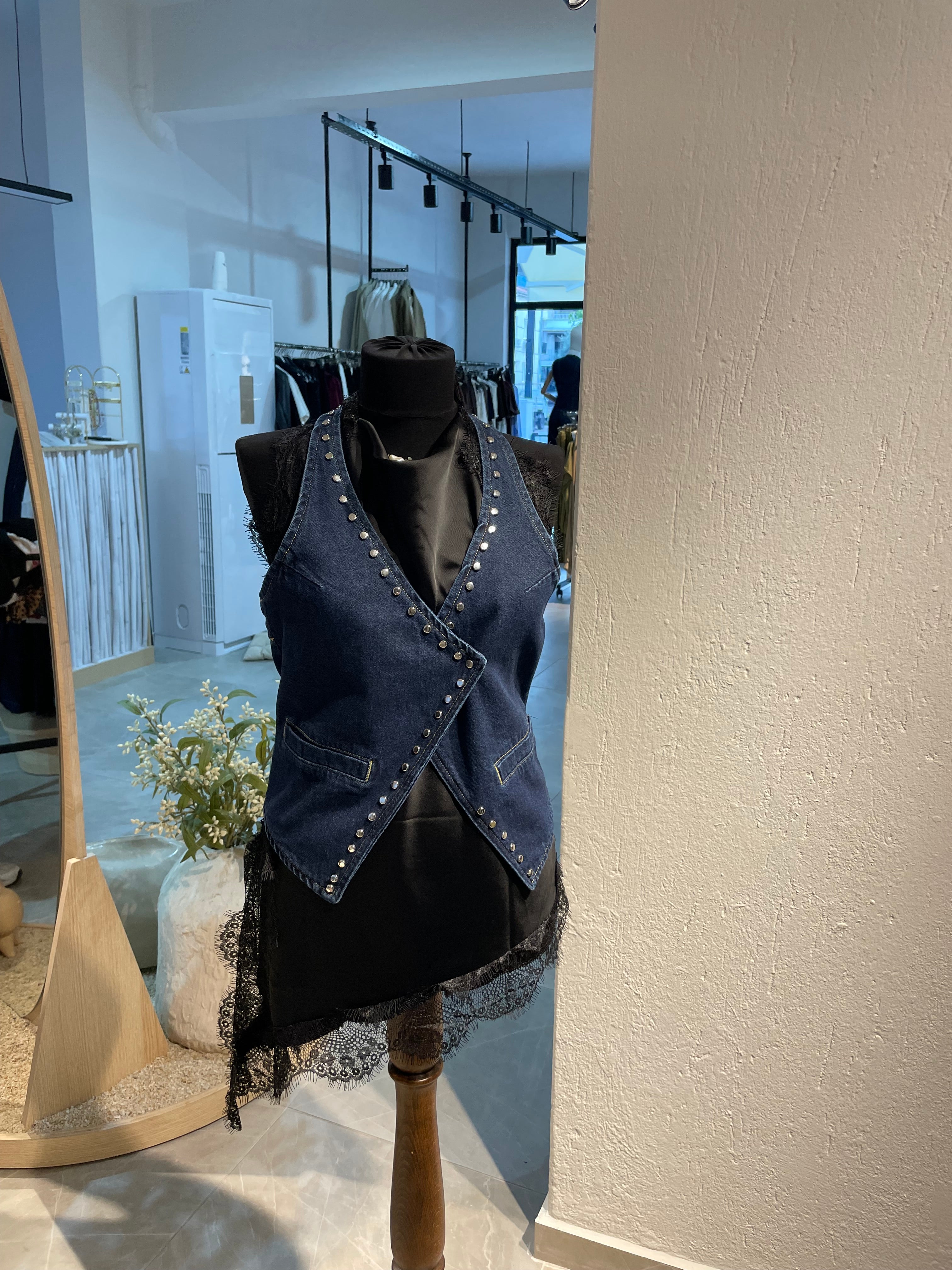 Zımba Detaylı Kot Yelek