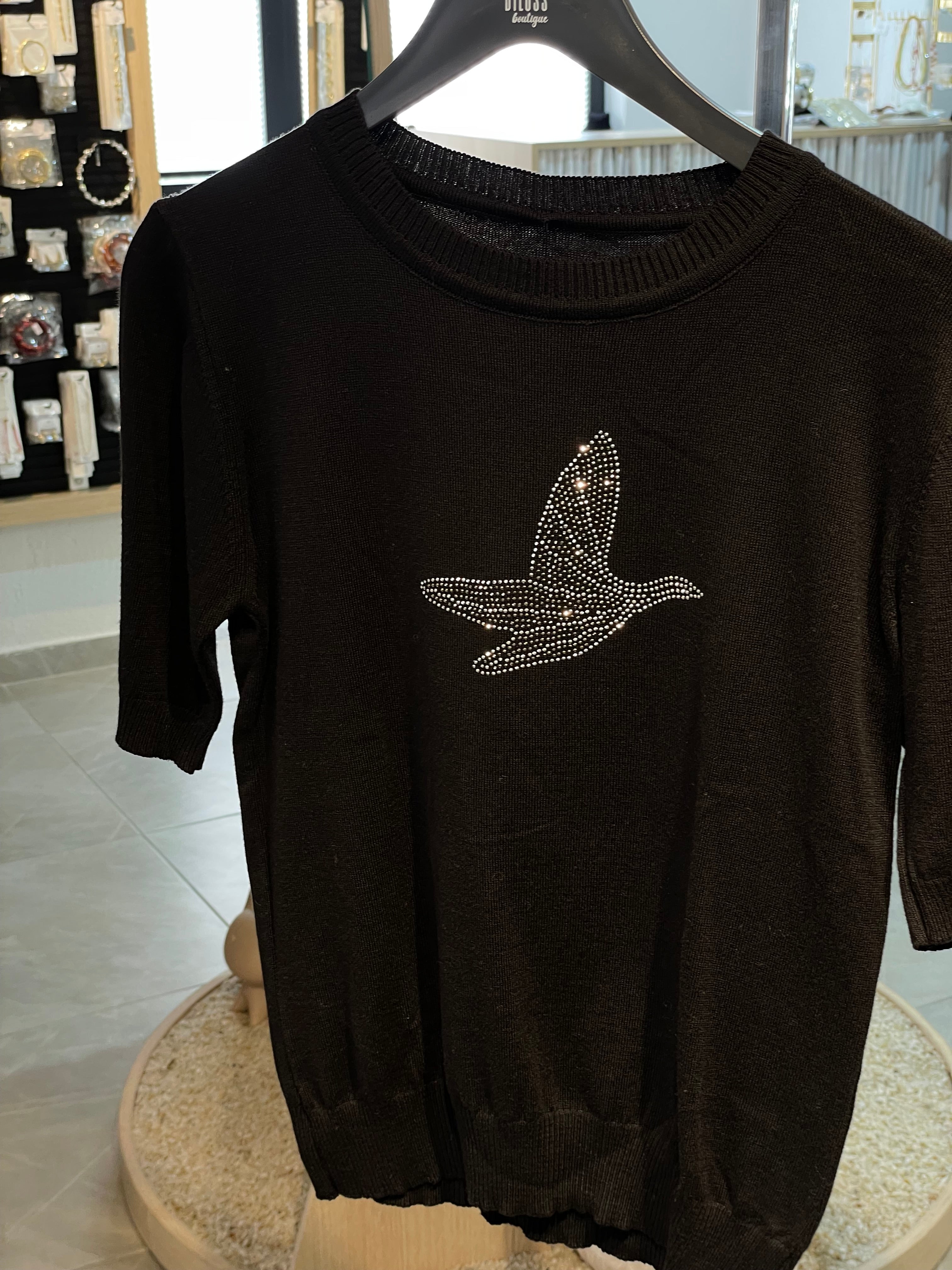 Marka Taş Detay Triko T-Shirt