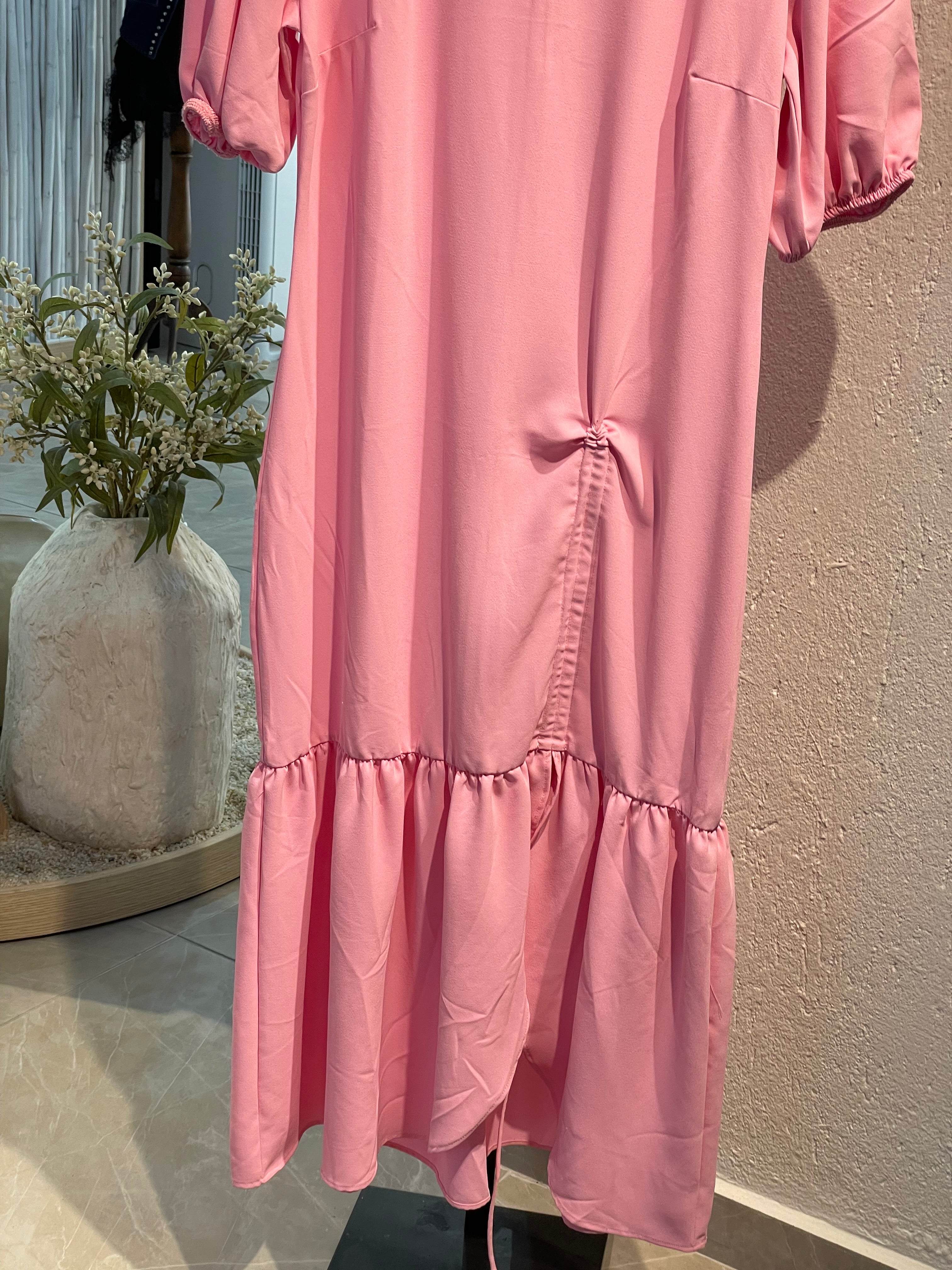 Önden Bağlamalı Uzun Elbise