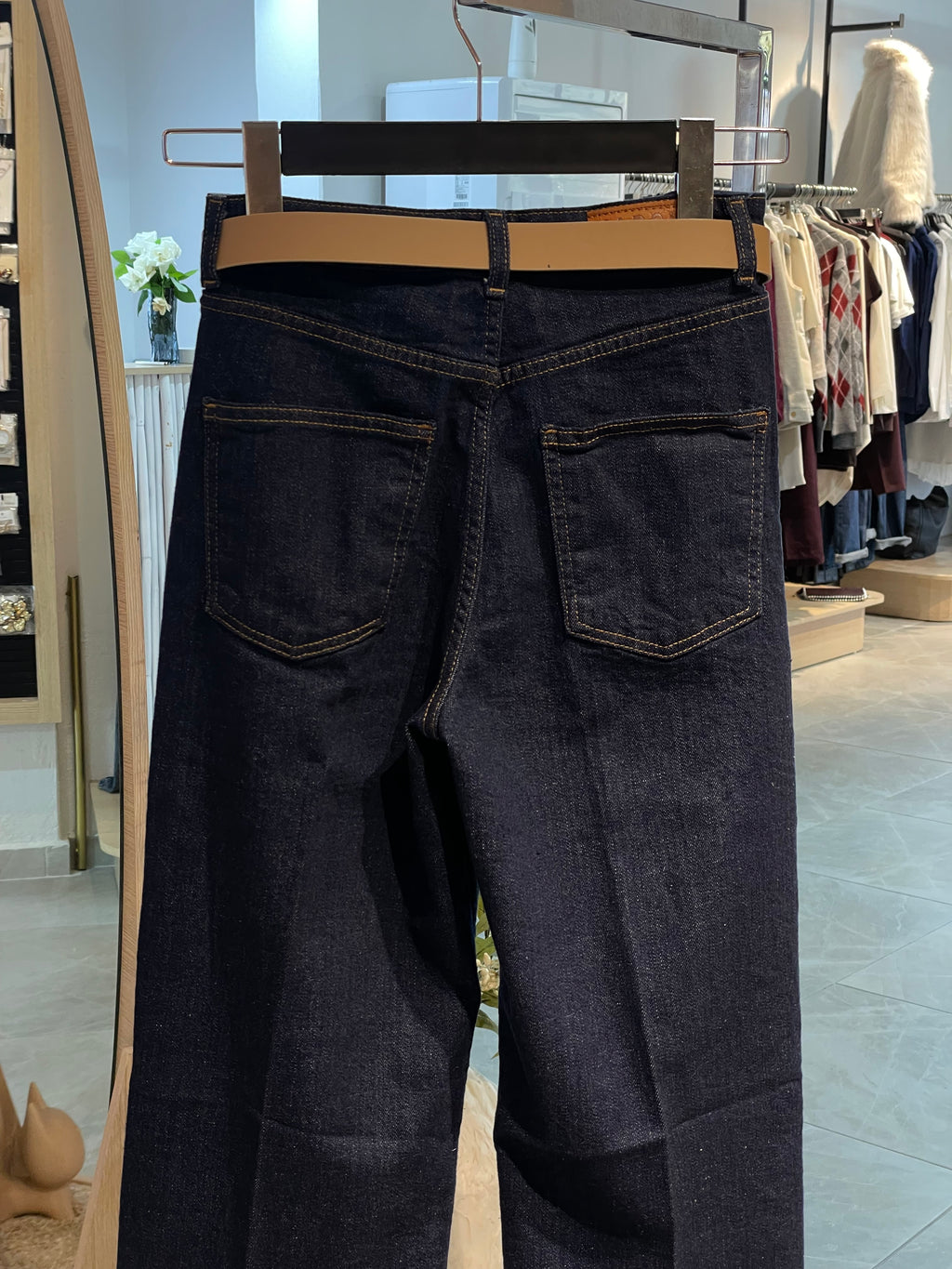 Lacivert Yüksek Bel Wide Leg Jean