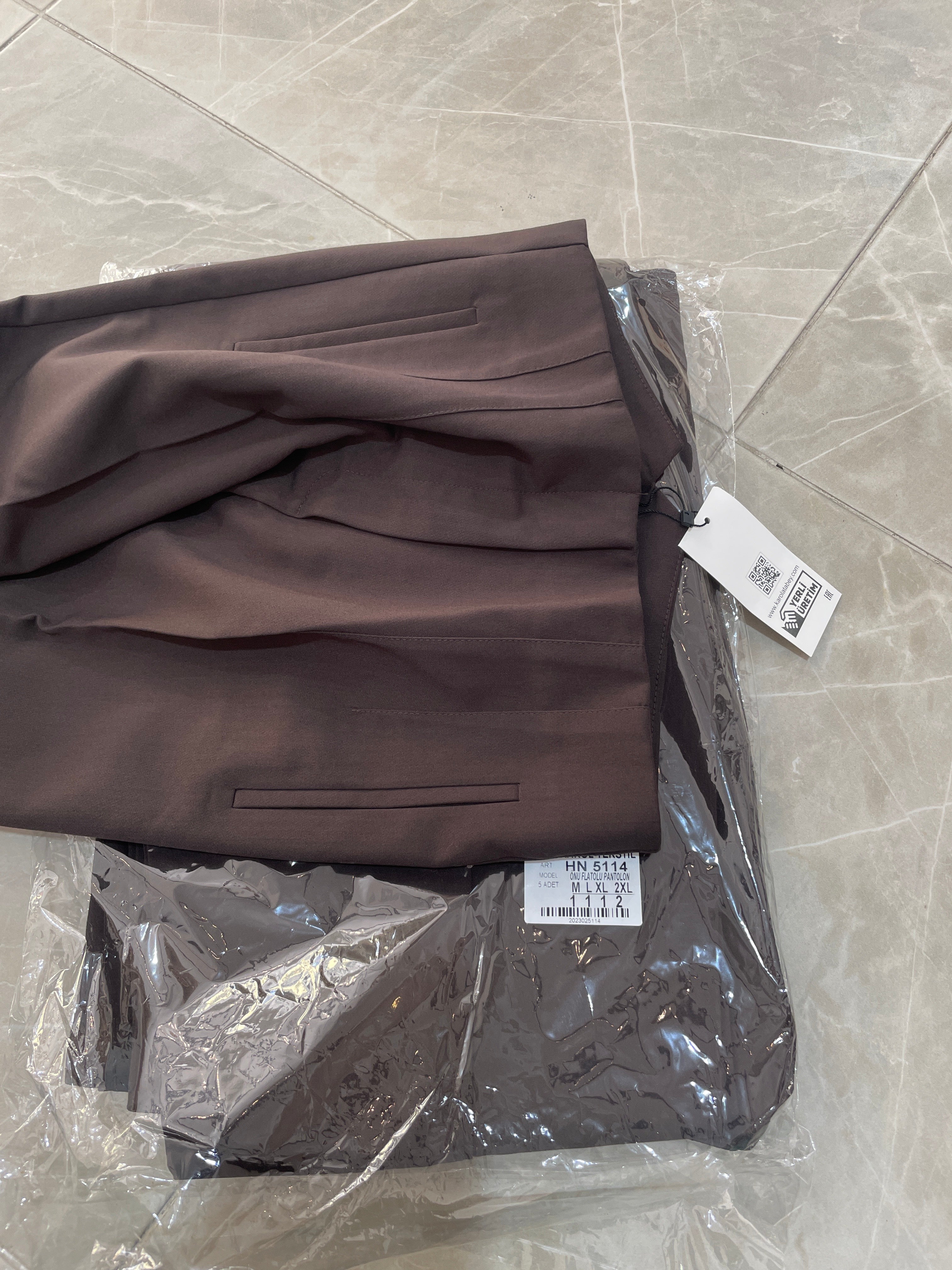 Kahverengi Ön Flatolu Pantolon