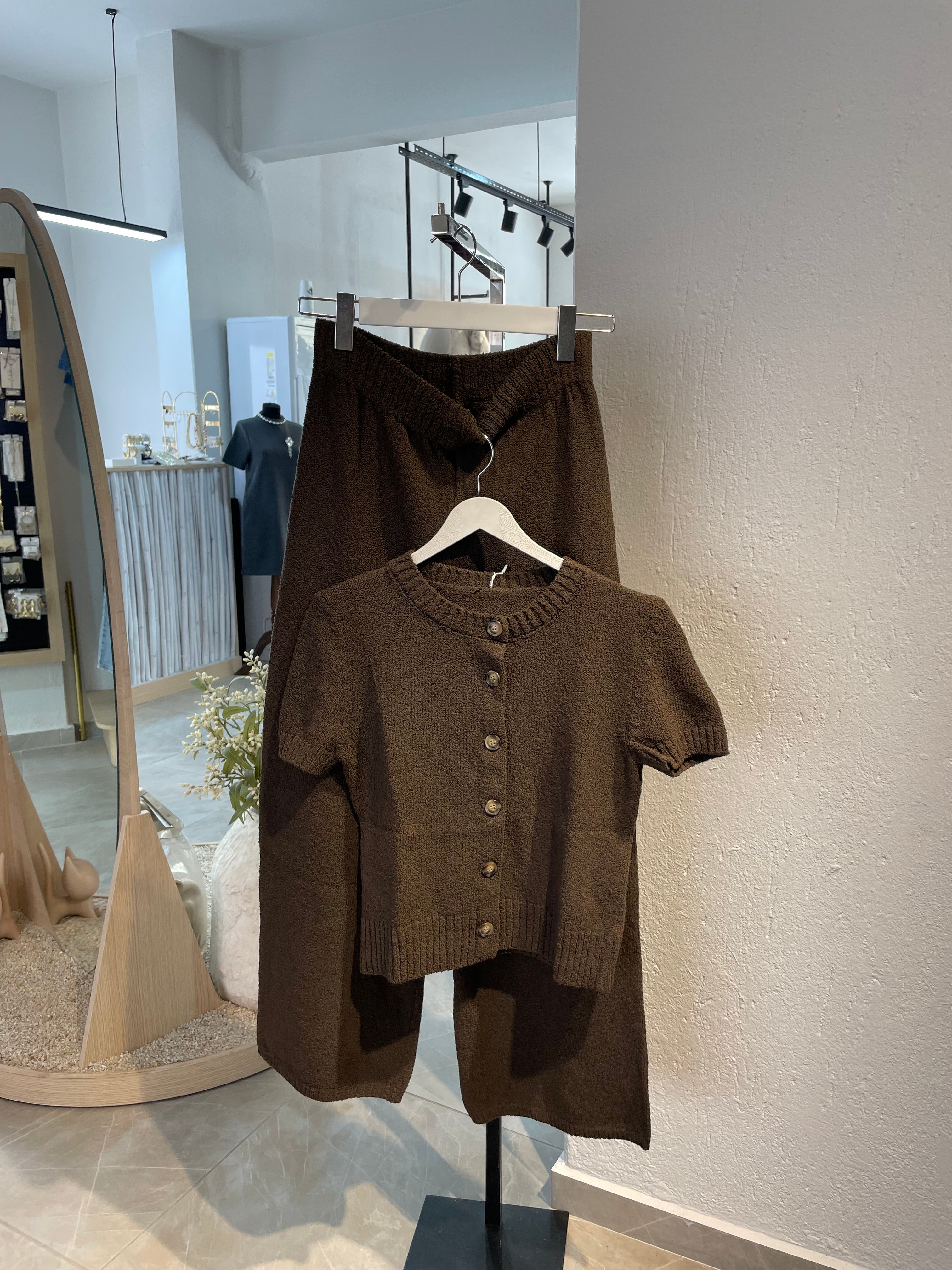 Kahverengi Triko Alt-Üst Takım