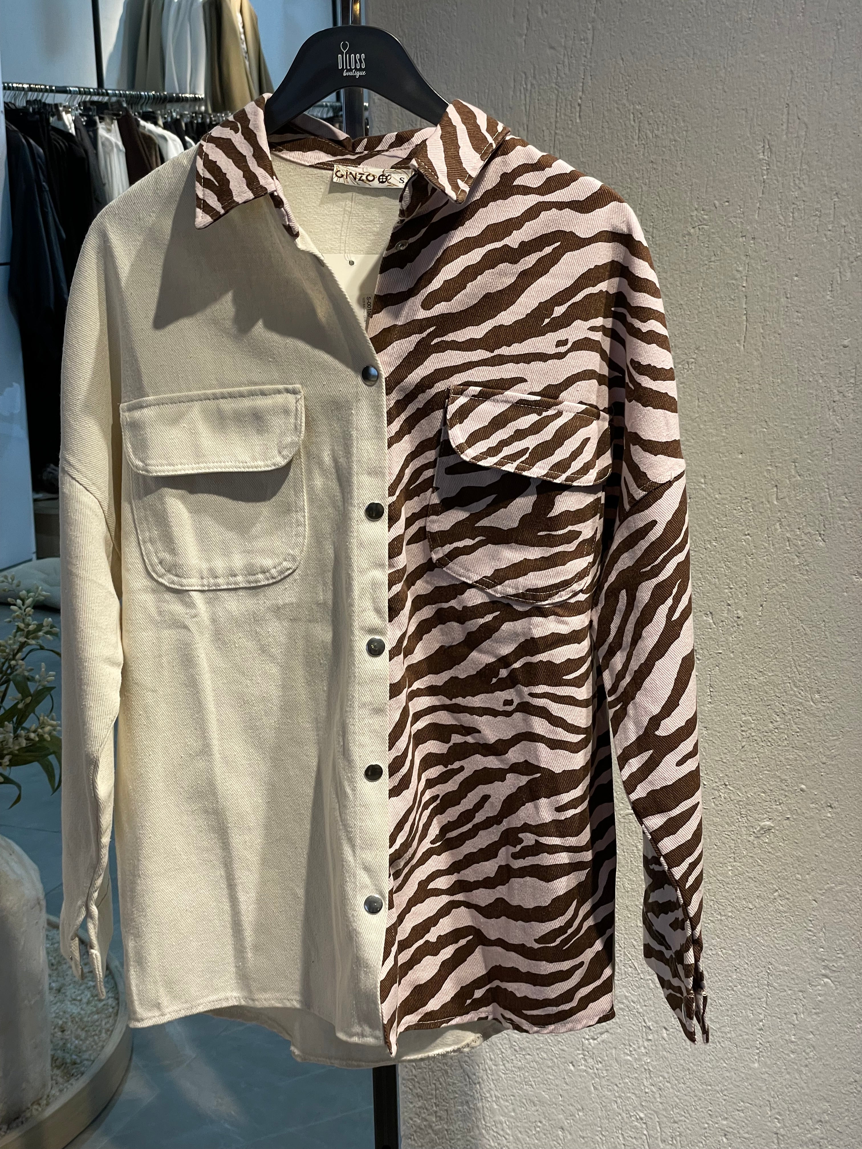 Desenli Oversize Kot Kumaş Ceket