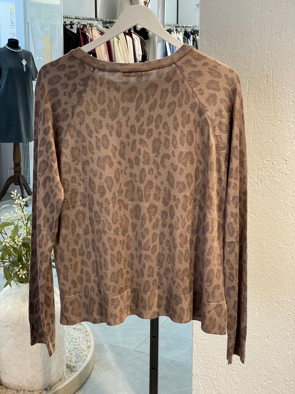 Dlvn Bisiklet Yaka Leopar Baskılı Triko Kazak