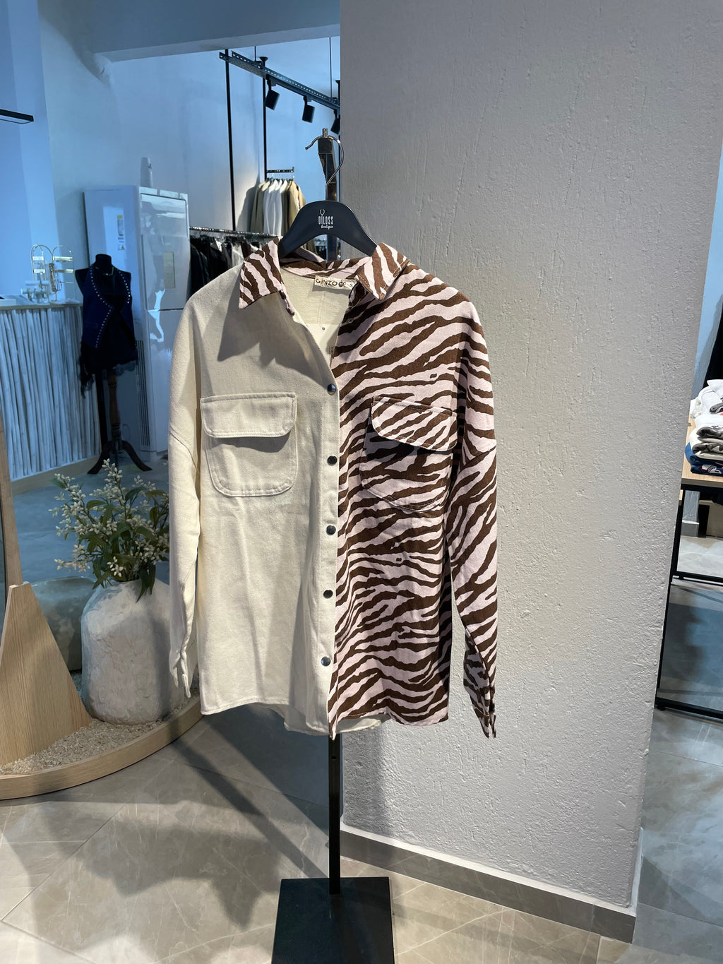 Desenli Oversize Kot Kumaş Ceket