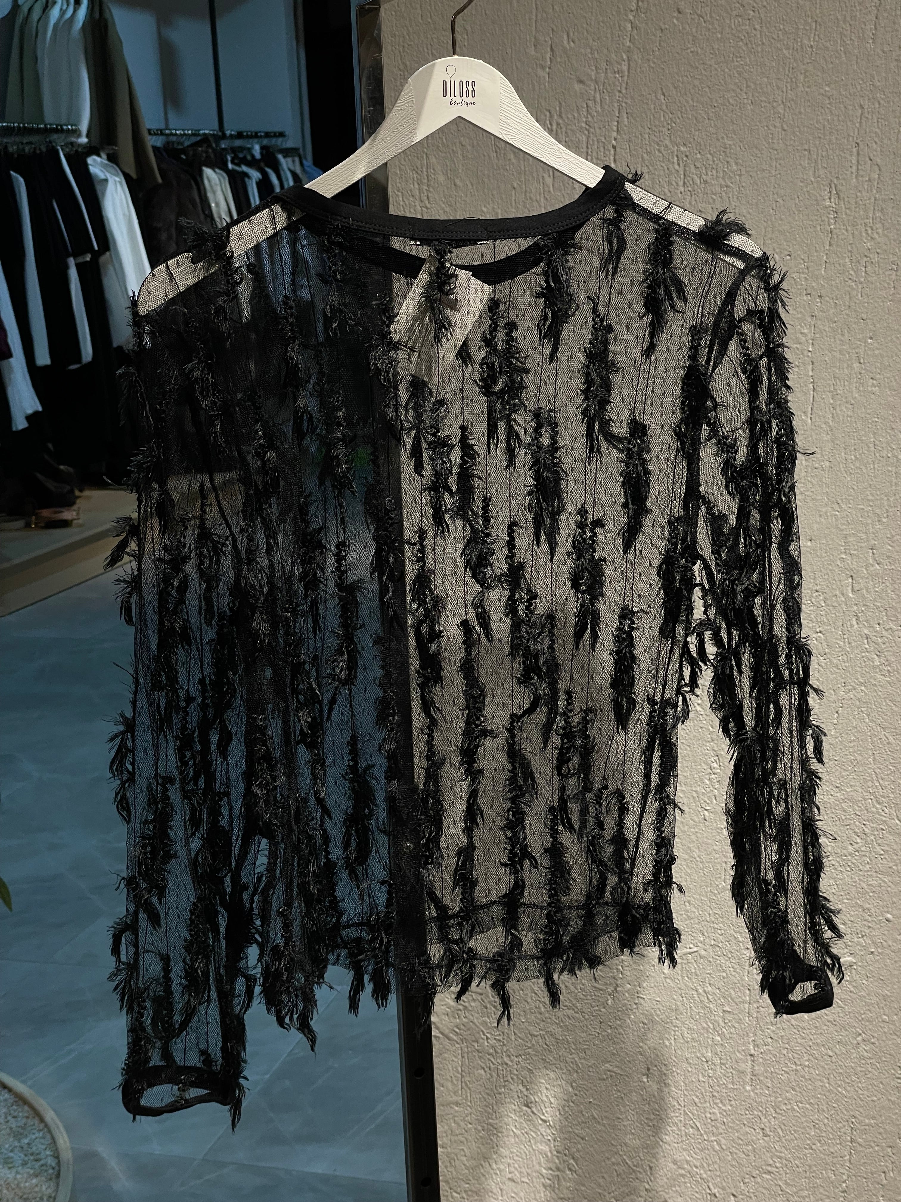 Tüylü Transparan Üst