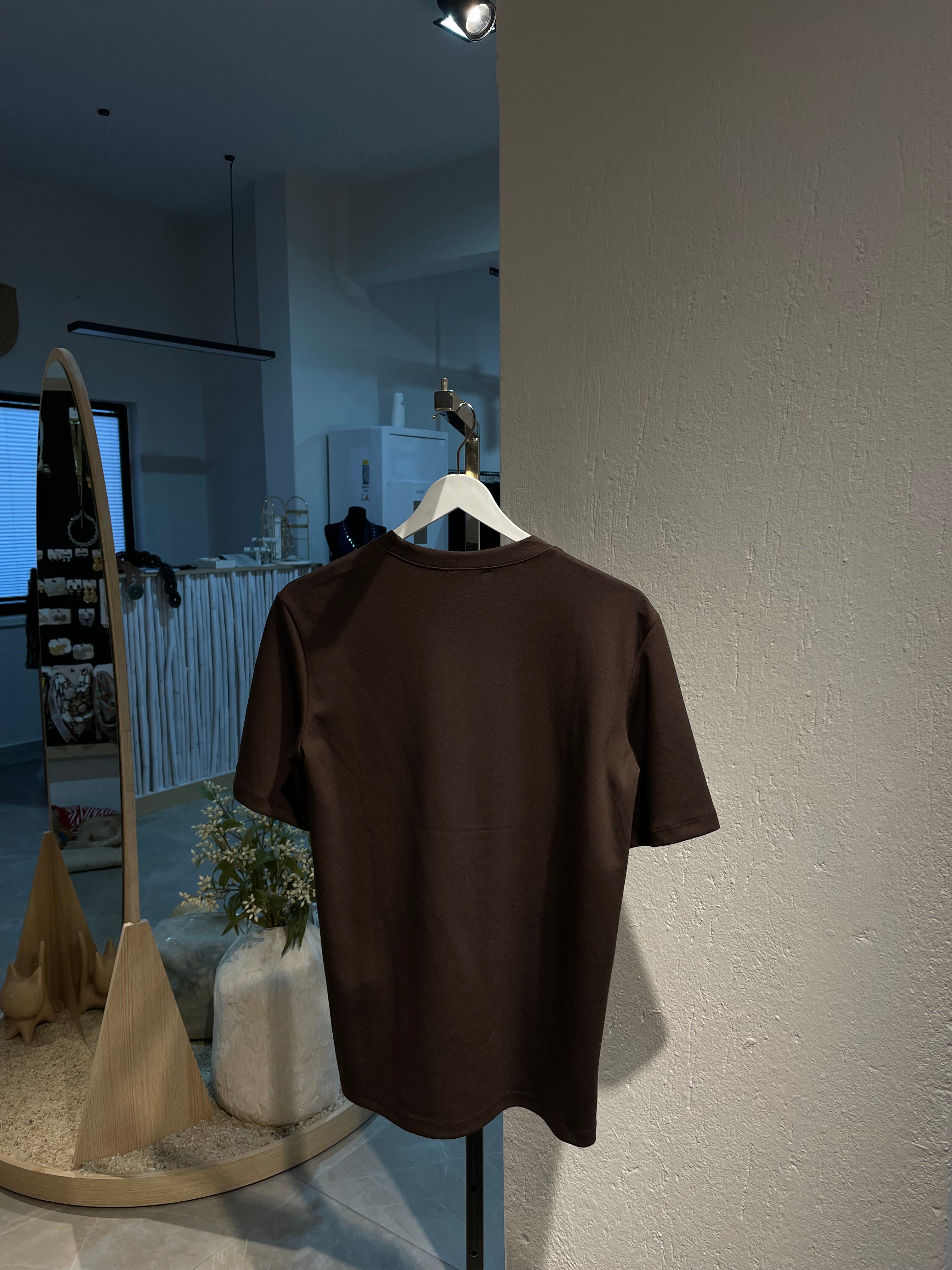 Kahverengi Bisiklet Yaka Tshirt