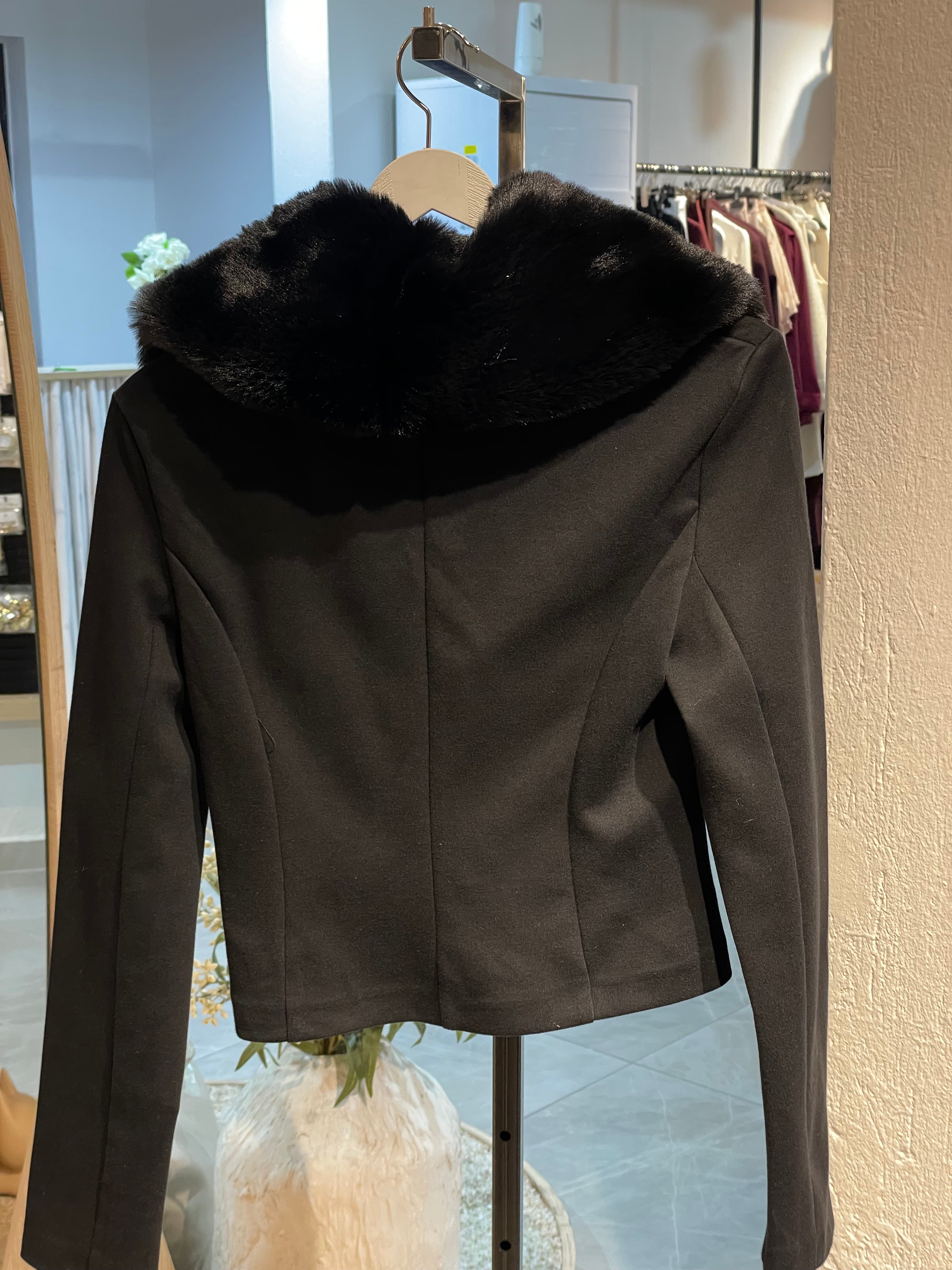 Şık Yakası Kürklü Düğmeli Takım