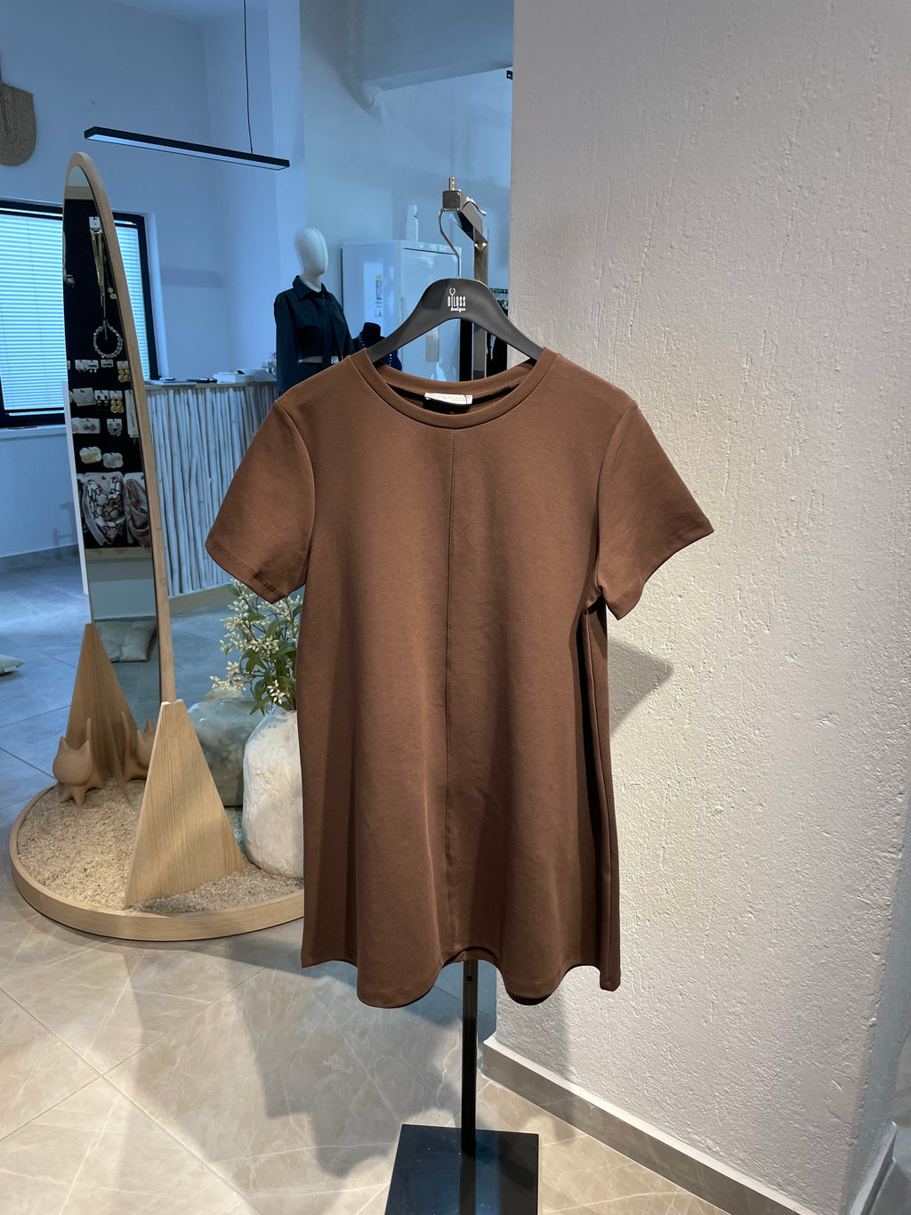 Kahverengi Düz Kesim Elbise