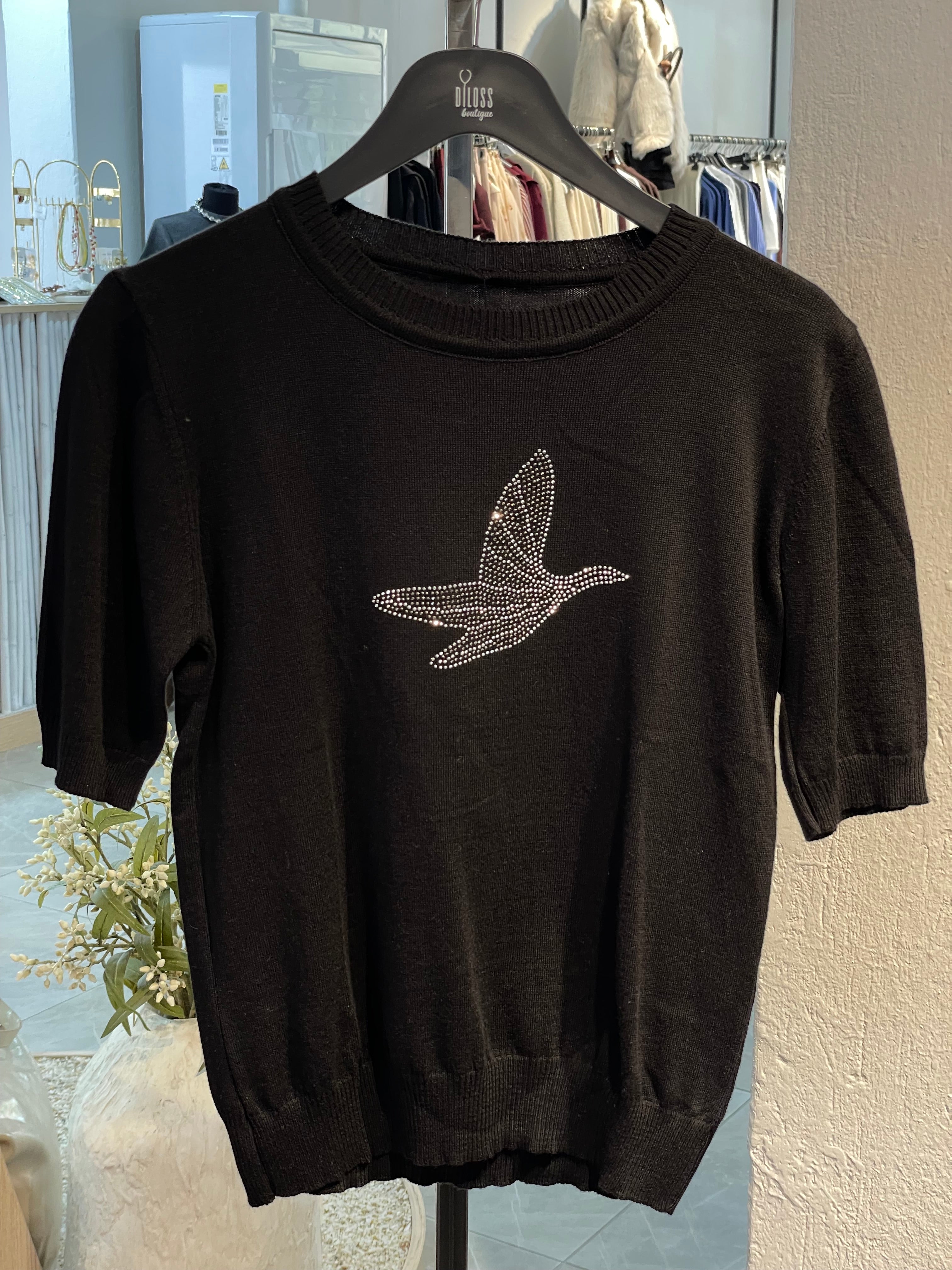 Marka Taş Detay Triko T-Shirt