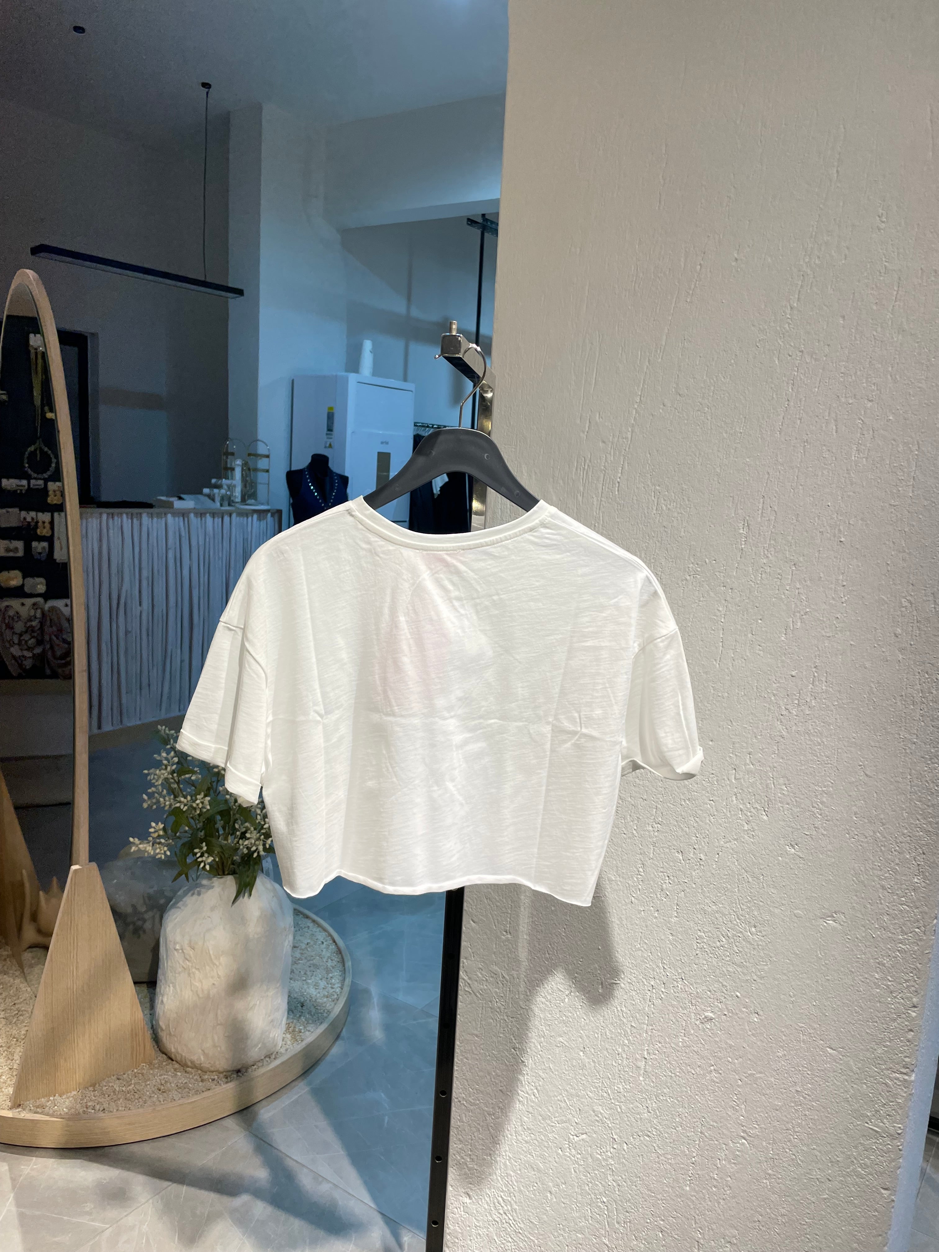 Beyaz Crop Tshirt