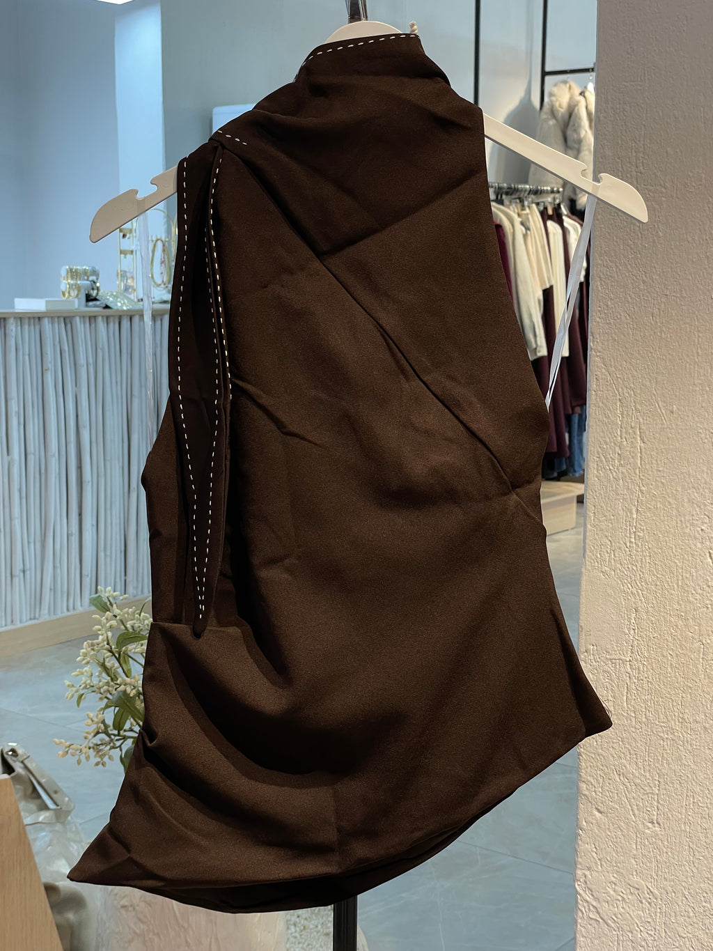 Tasarım Boyundan Bağlamalı Dikiş İz Bluz