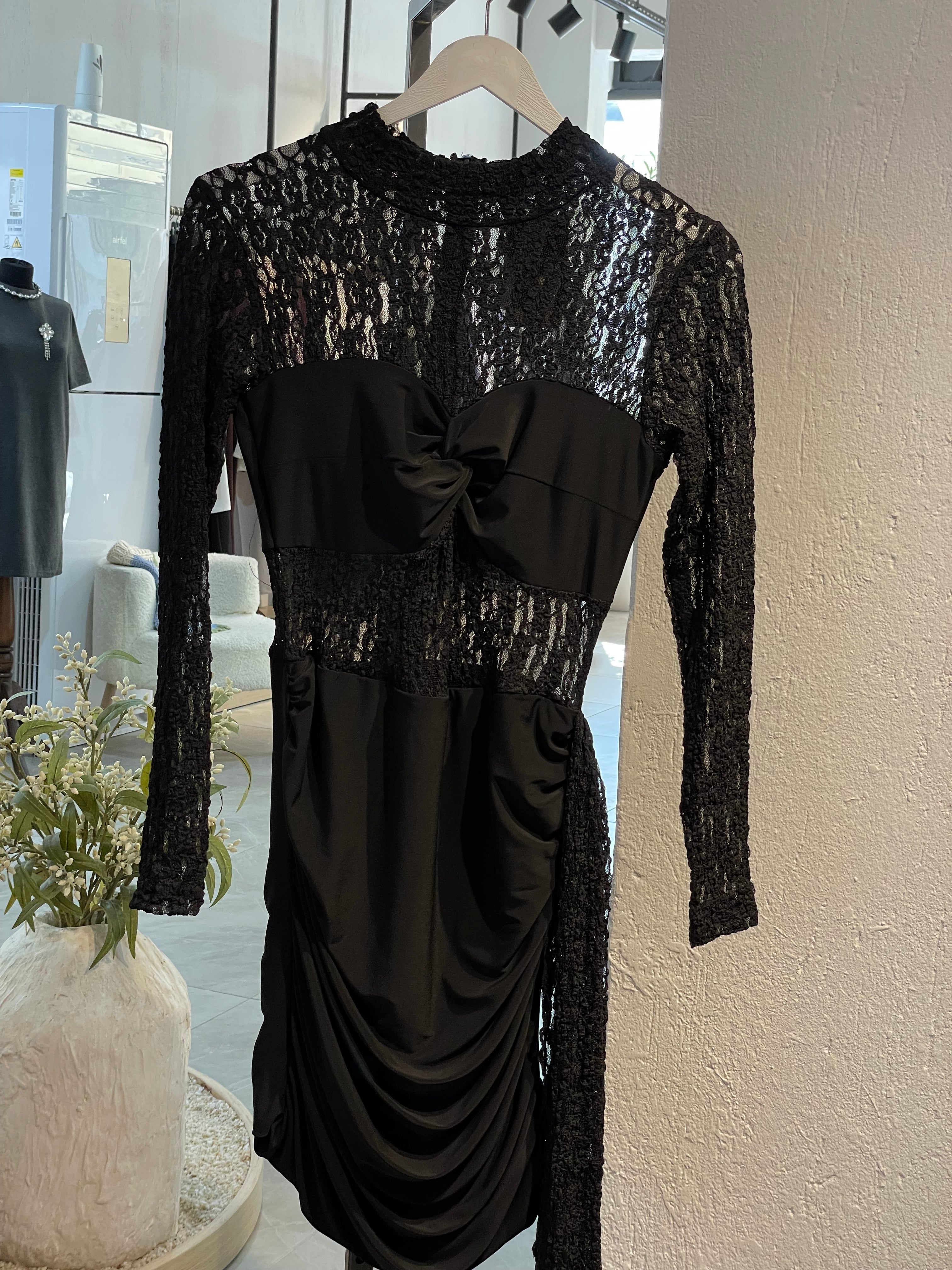 Dantel Drapeli Elbise