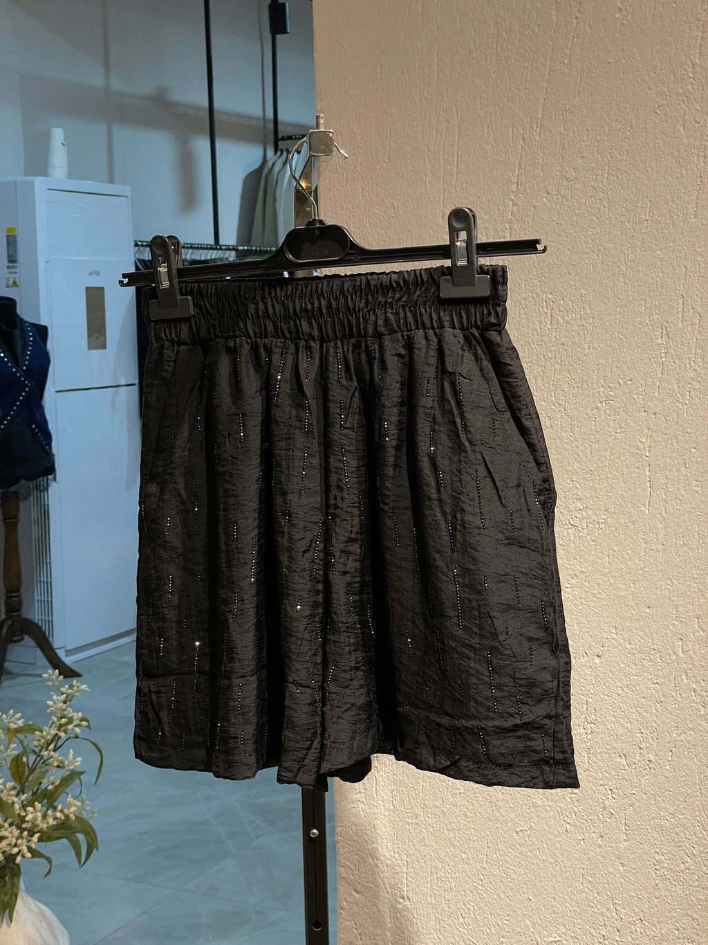 Taşlı SiyahGömlek-Şort Takım