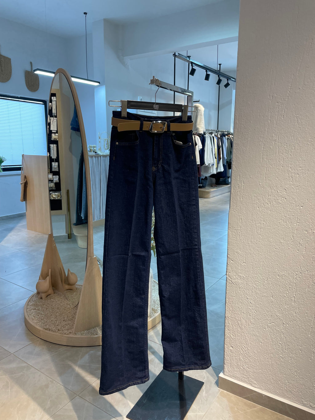 Lacivert Yüksek Bel Wide Leg Jean