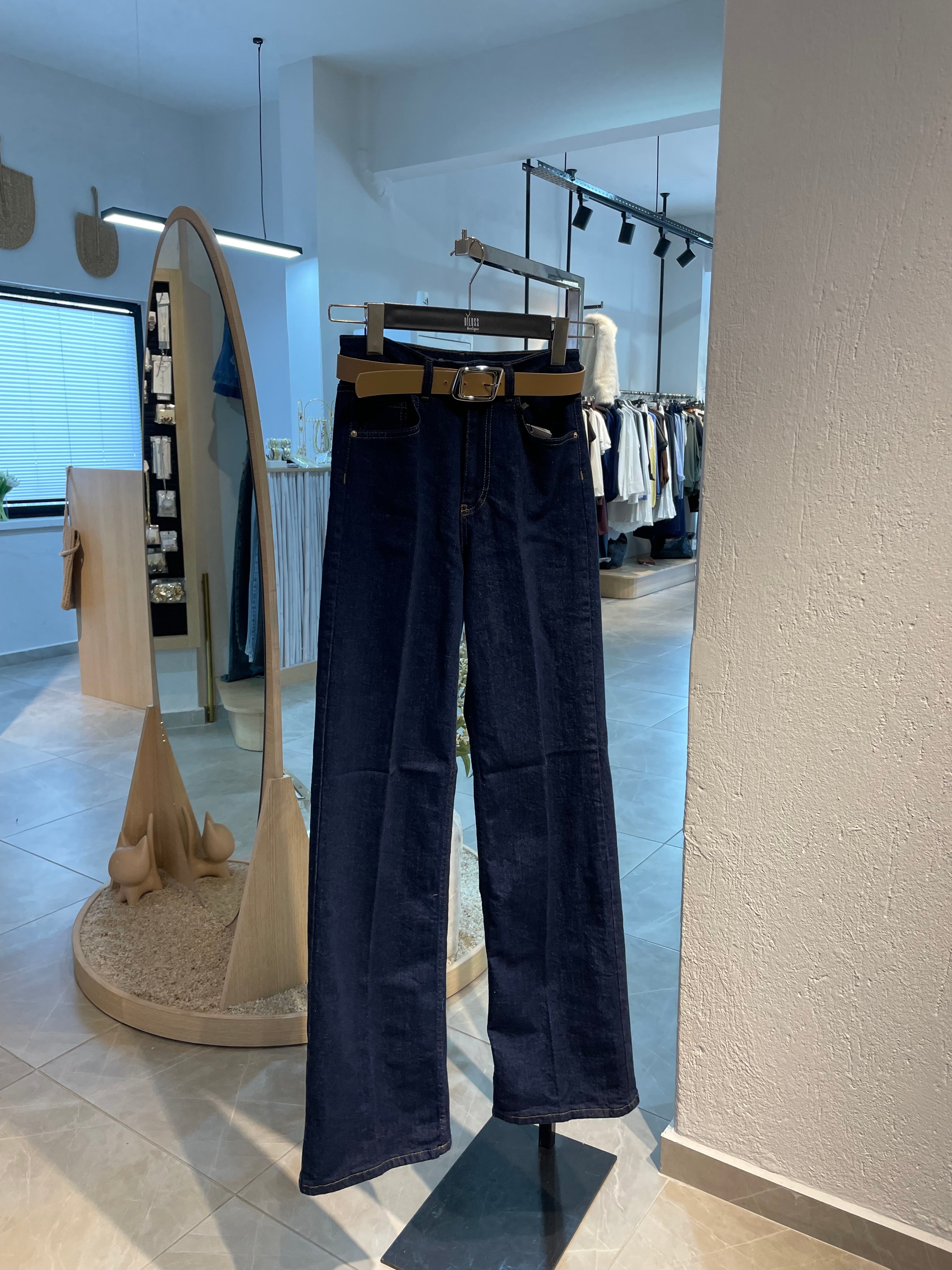 Lacivert Yüksek Bel Wide Leg Jean