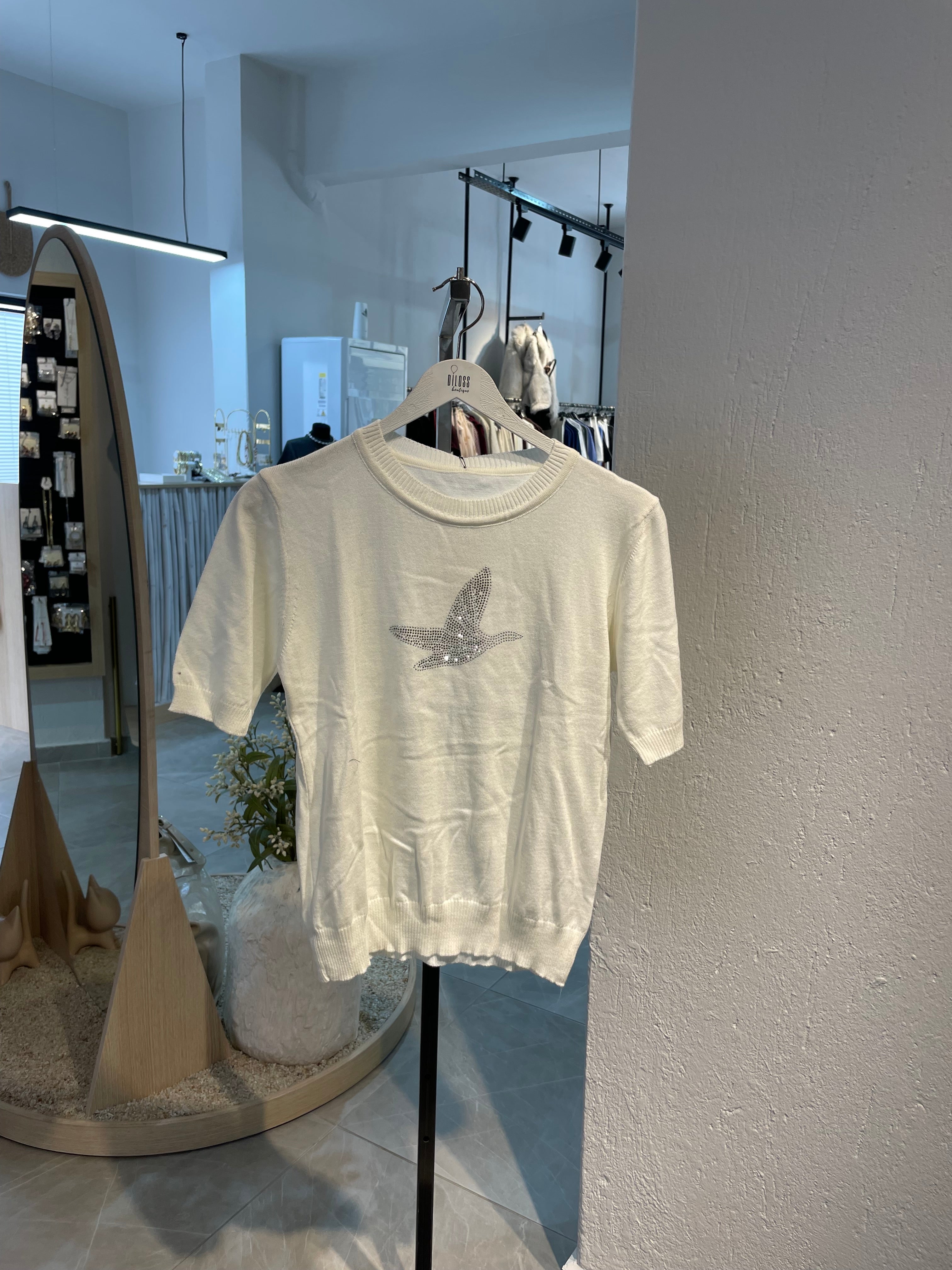 Marka Taş Detay Triko T-Shirt