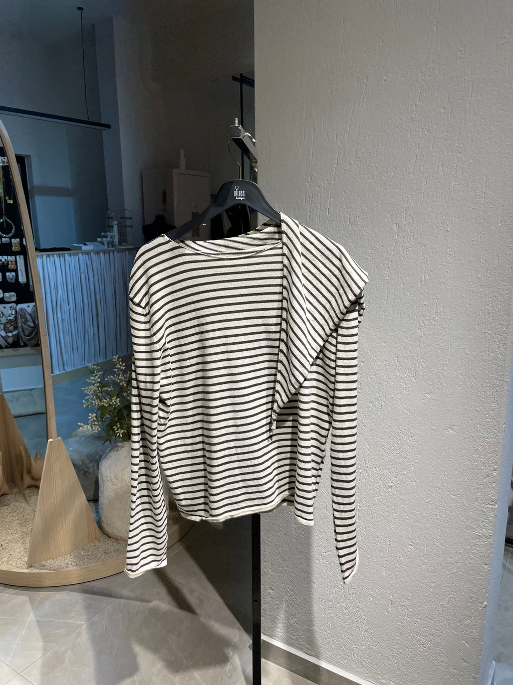 Triko Çizgili Pelerinli Kazak