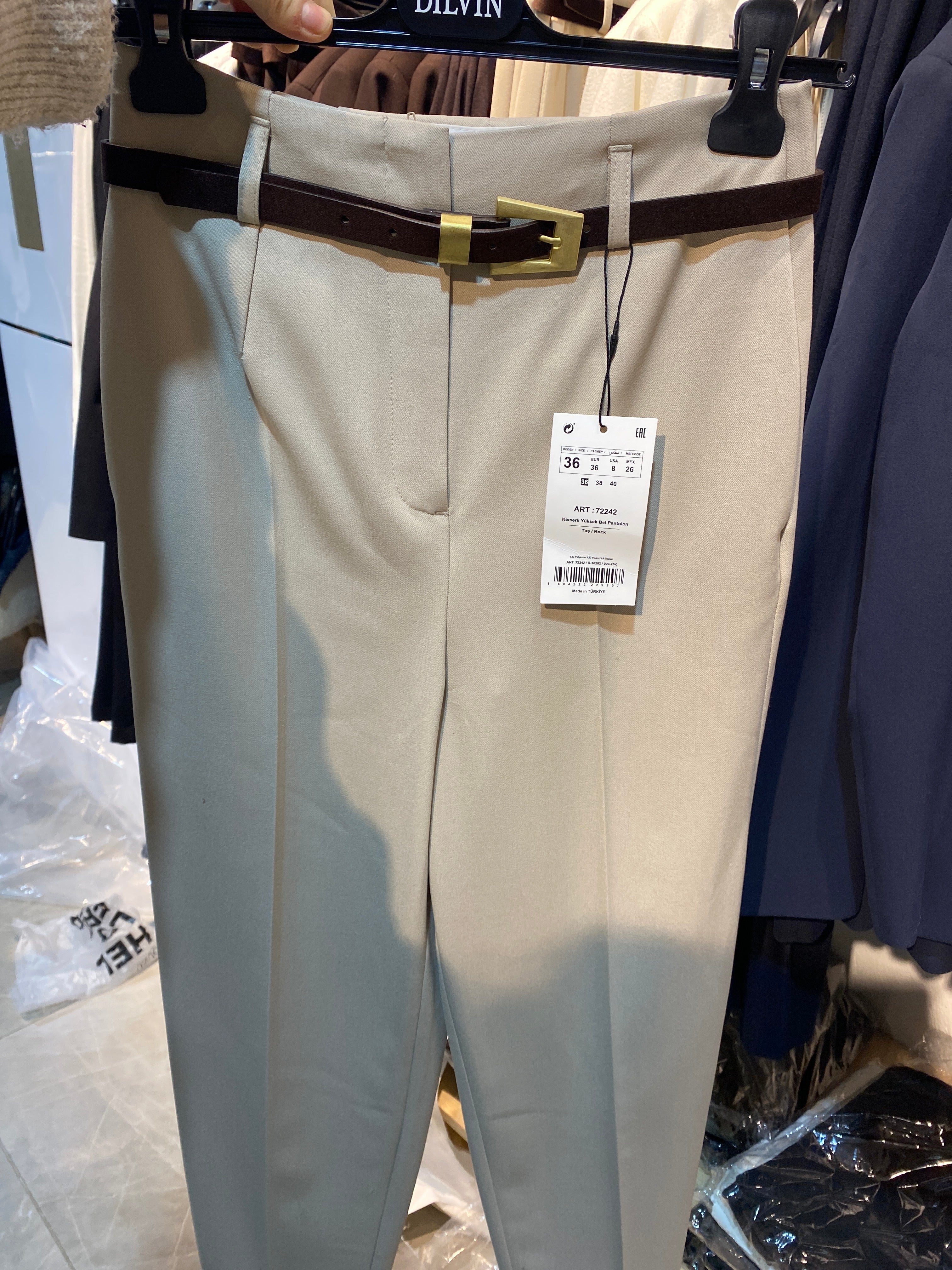 DLVN Kemerli Yüksel Bel Pantolon