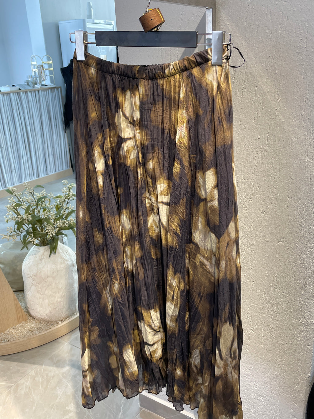 Kahverengi Karışık Desen Etek