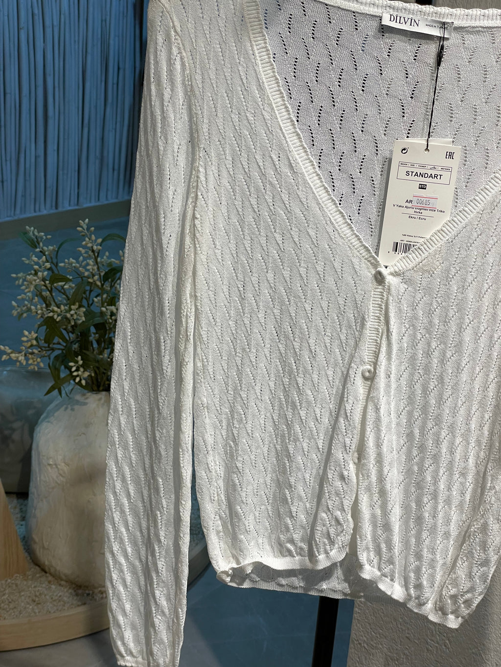 Dilvin V Yaka Ajurlu İnce Triko