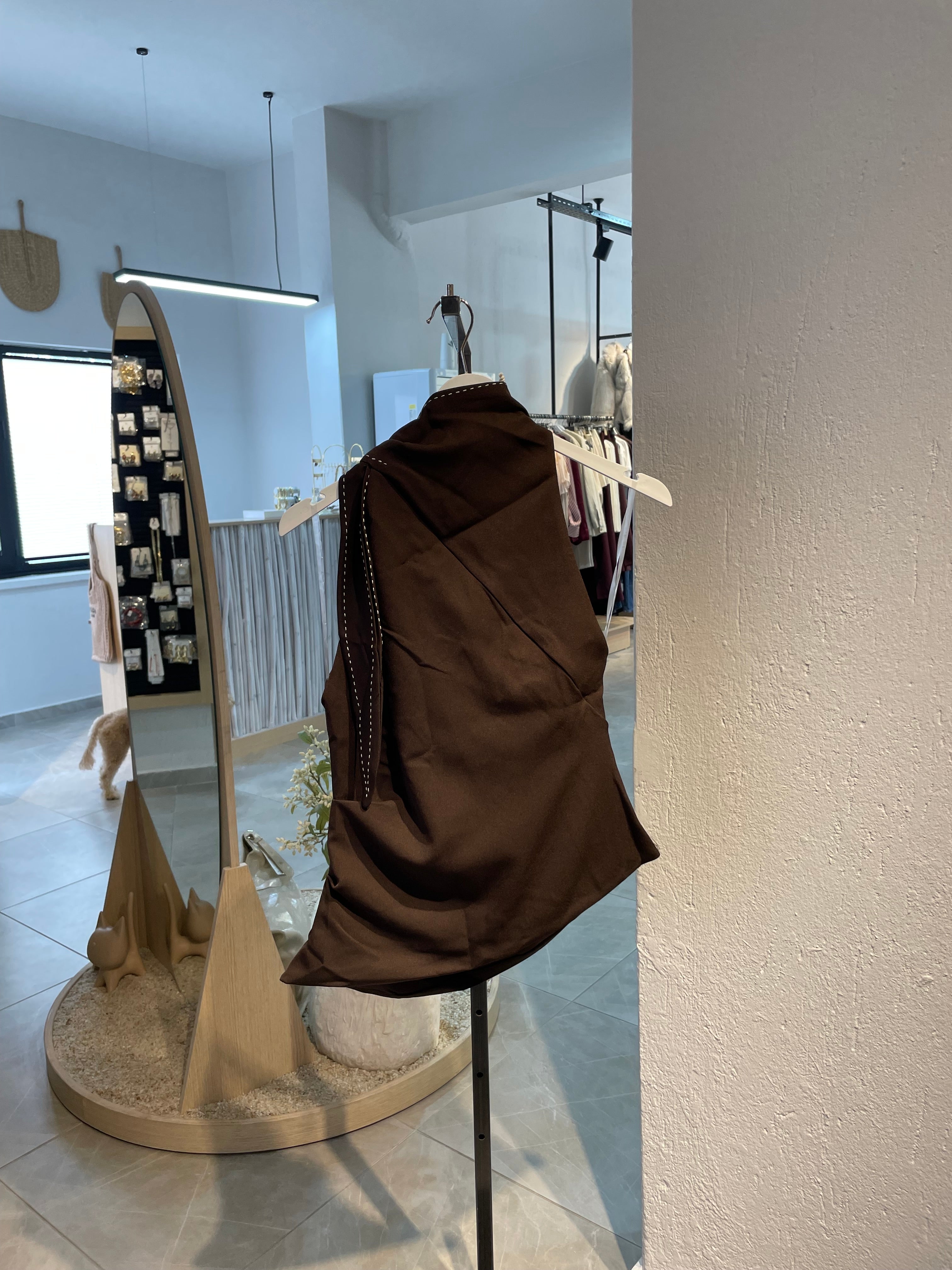 Tasarım Boyundan Bağlamalı Dikiş İz Bluz