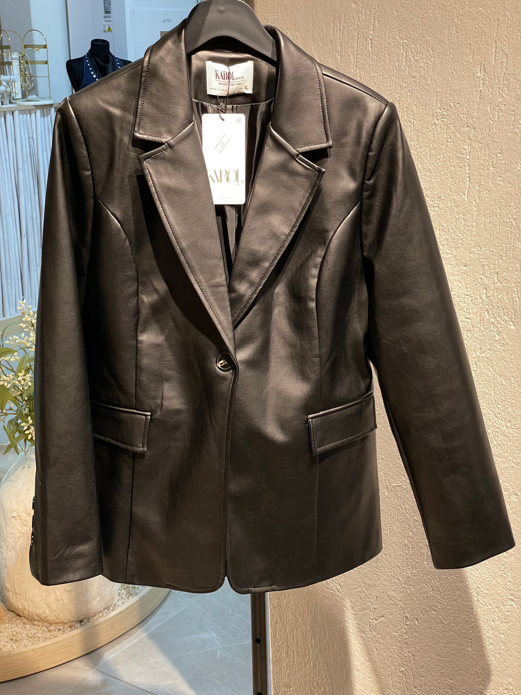 Siyah Deri Blazer Ceket