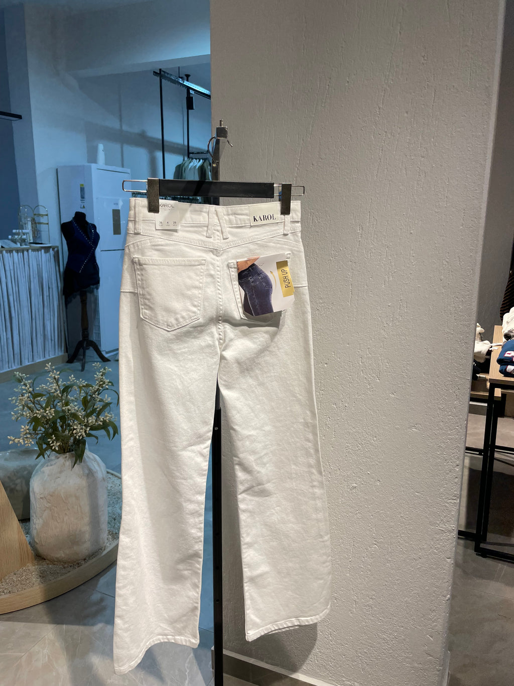 ispanyol Paça Beyaz Kot Pantolon