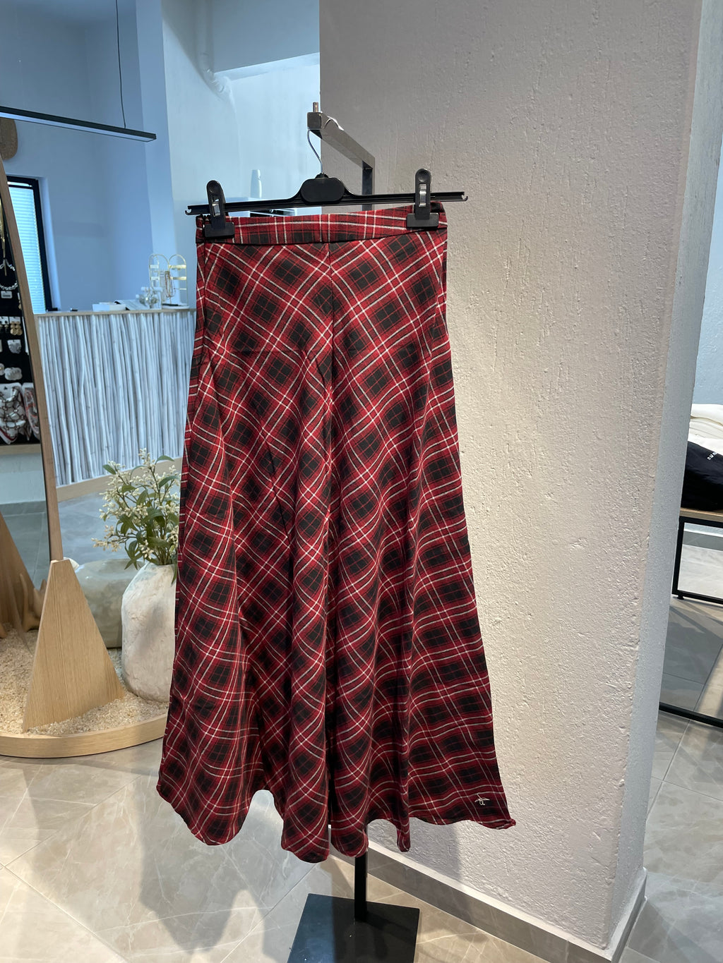 Ekoseli Vintage Esintili Uzun Etek