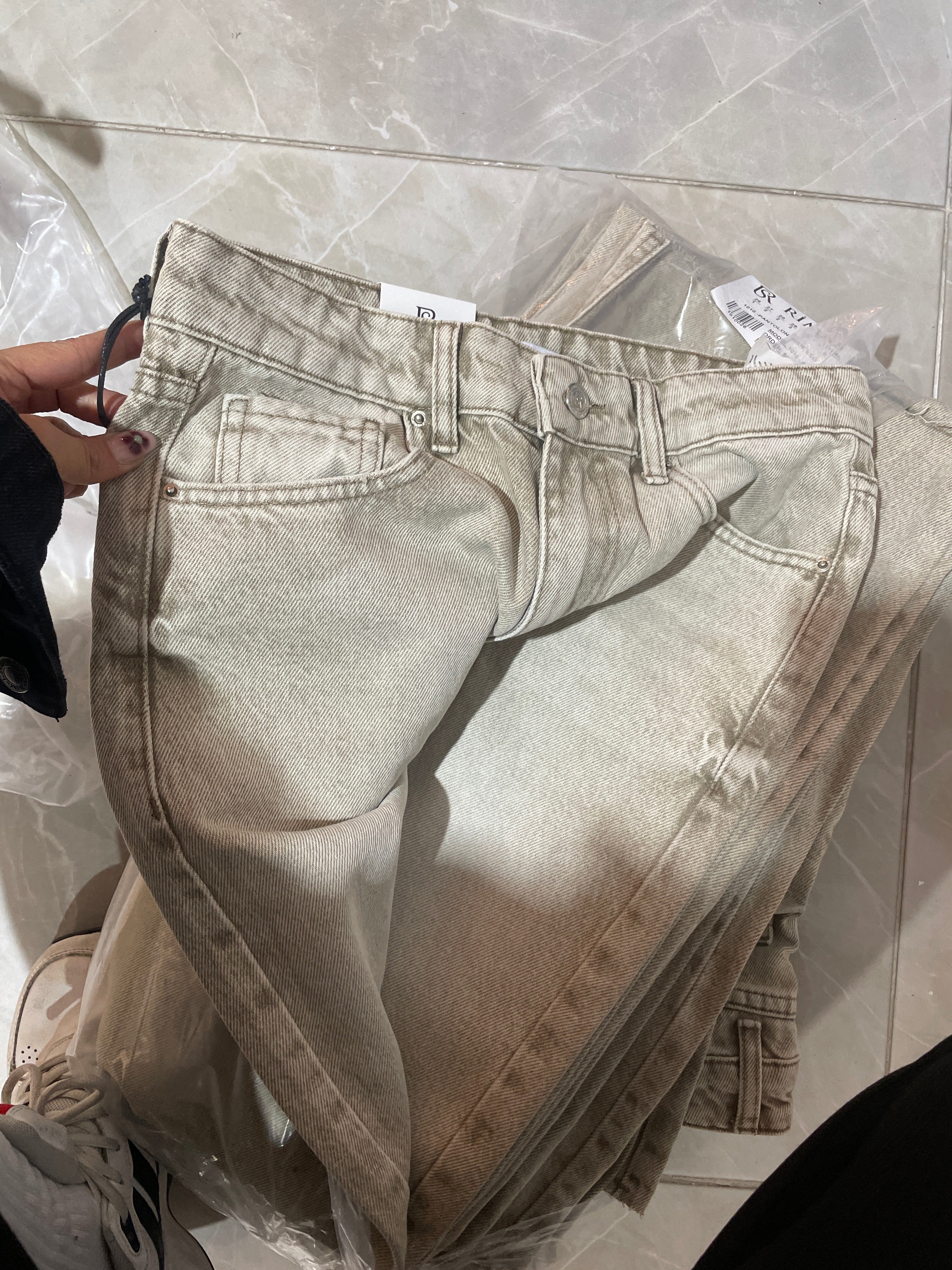 Bej Wide Leg Kot Pantolon