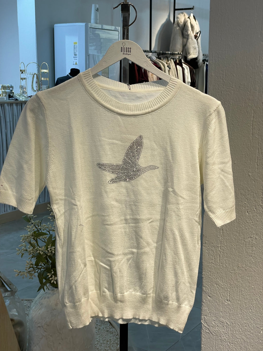 Marka Taş Detay Triko T-Shirt