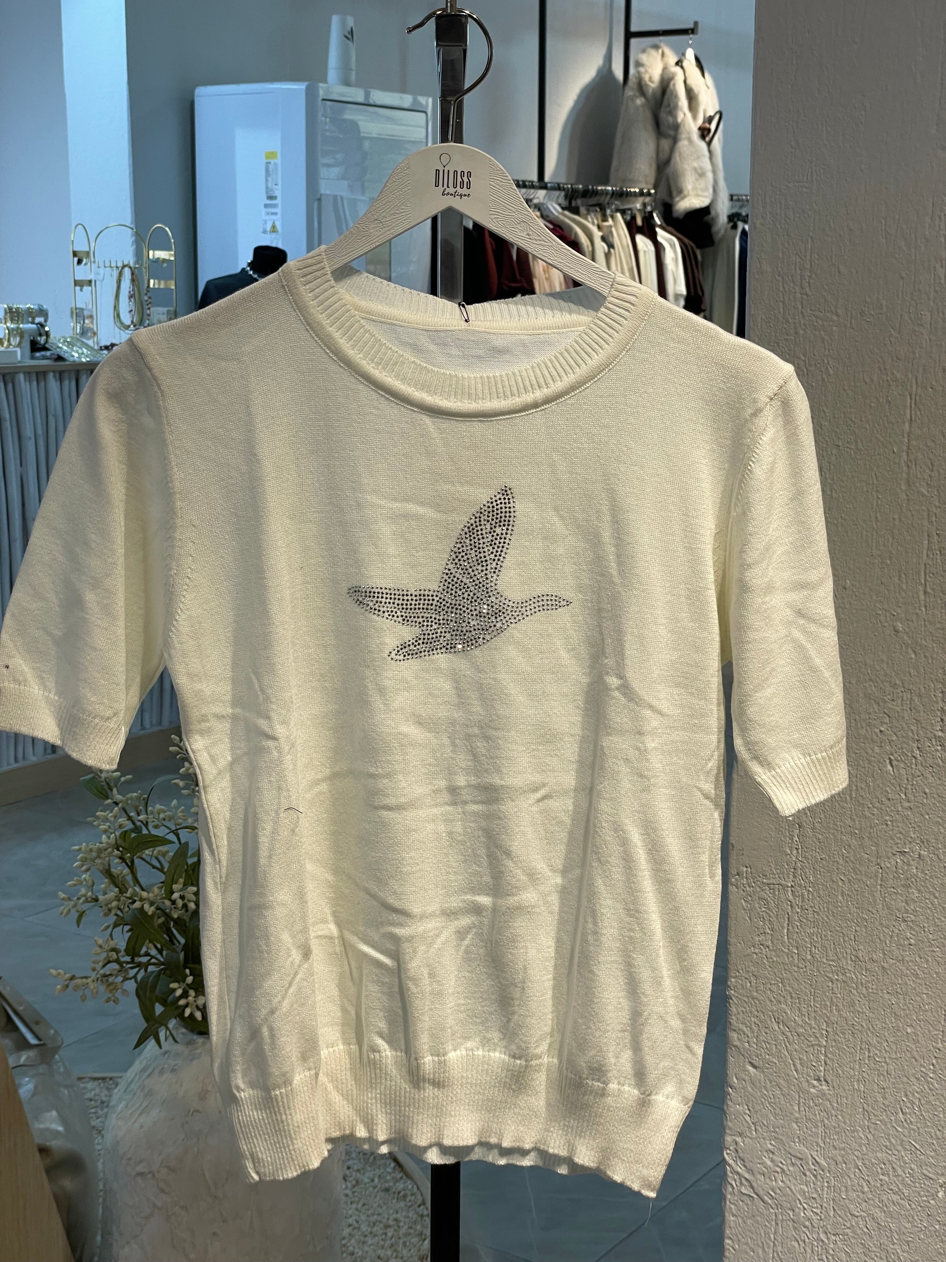 Marka Taş Detay Triko T-Shirt