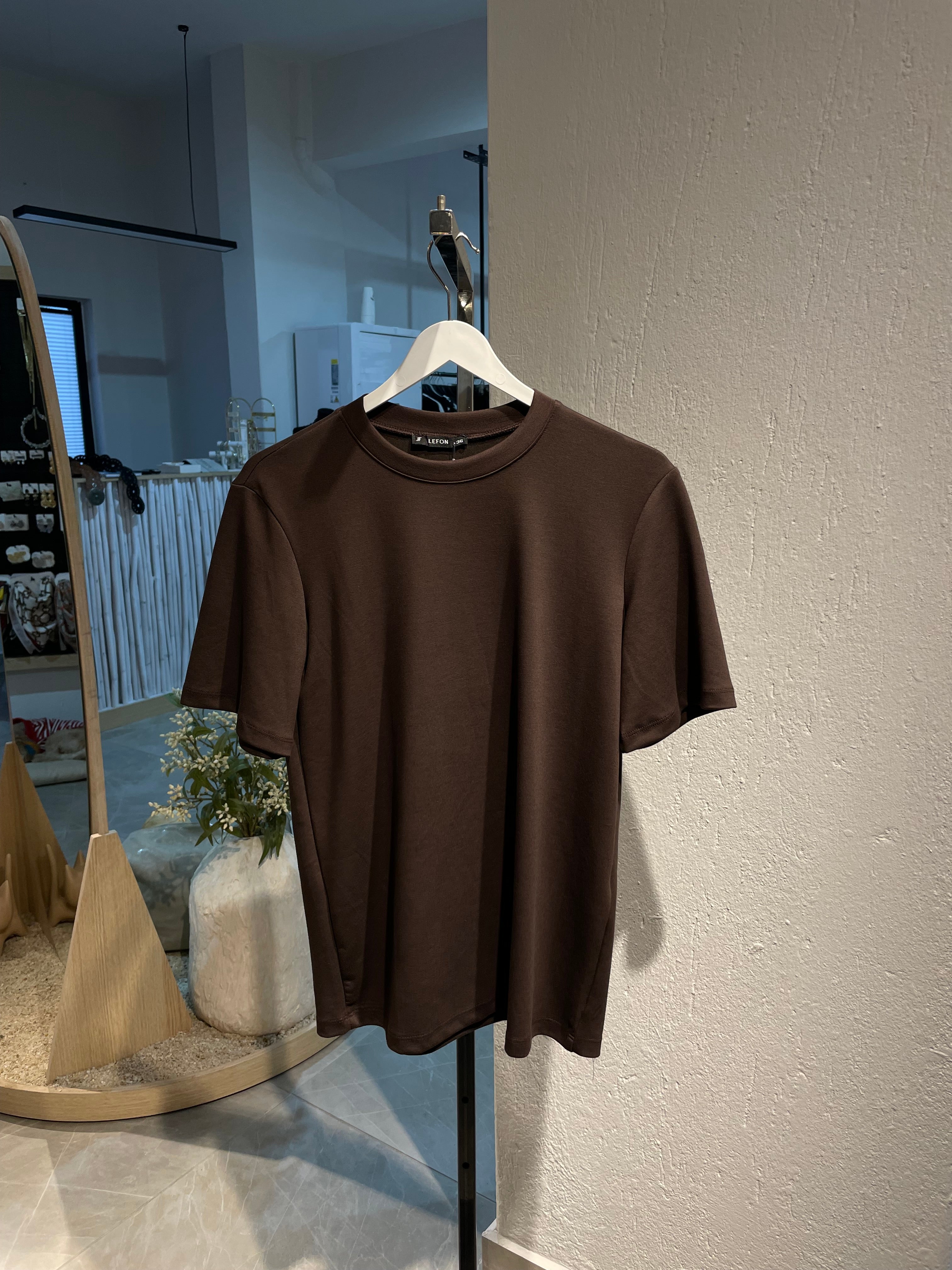 Kahverengi Bisiklet Yaka Tshirt