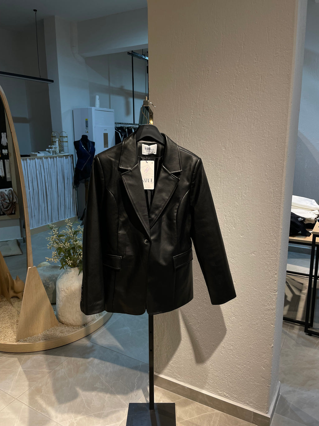 Siyah Deri Blazer Ceket