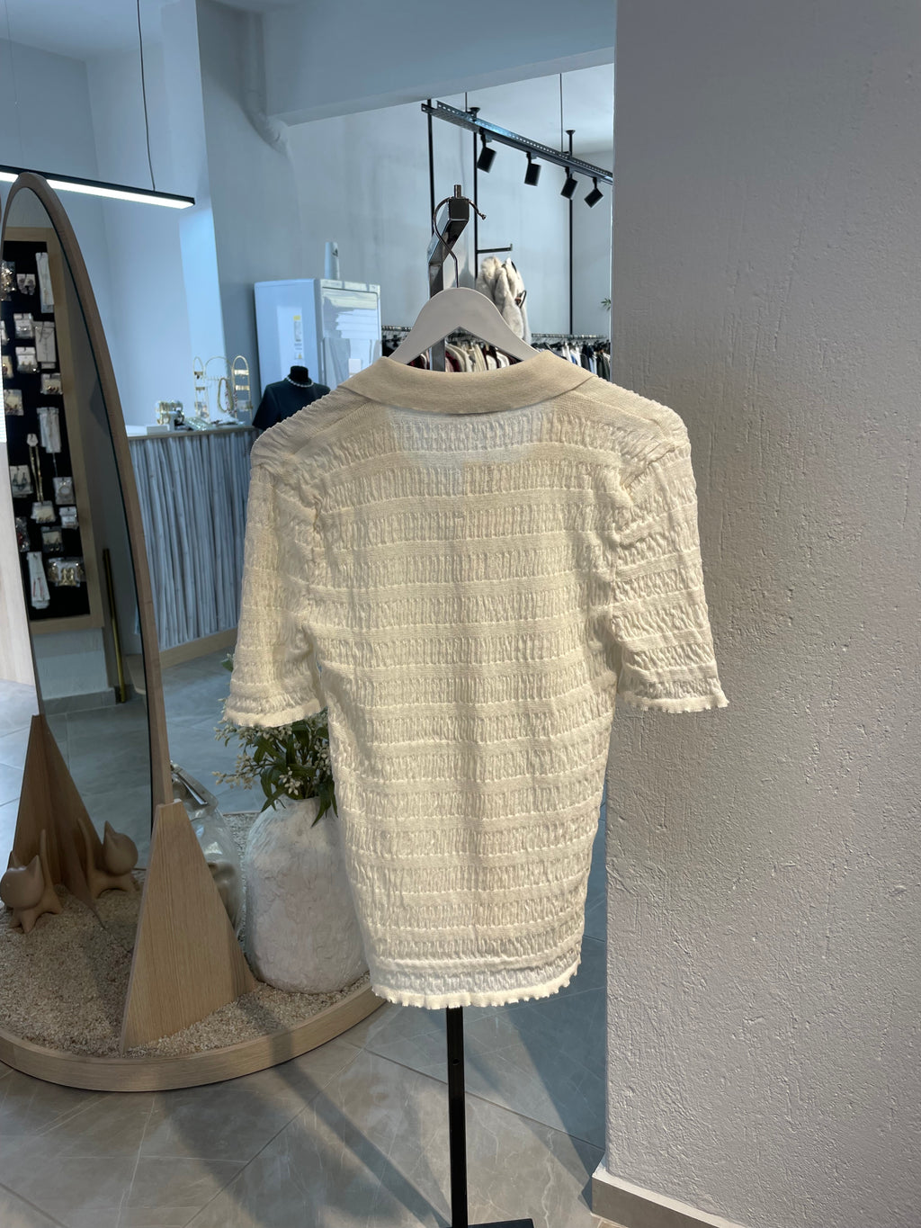 Dlvn Polo Yaka Büzgülü Düğmeli İnce Triko Hırka